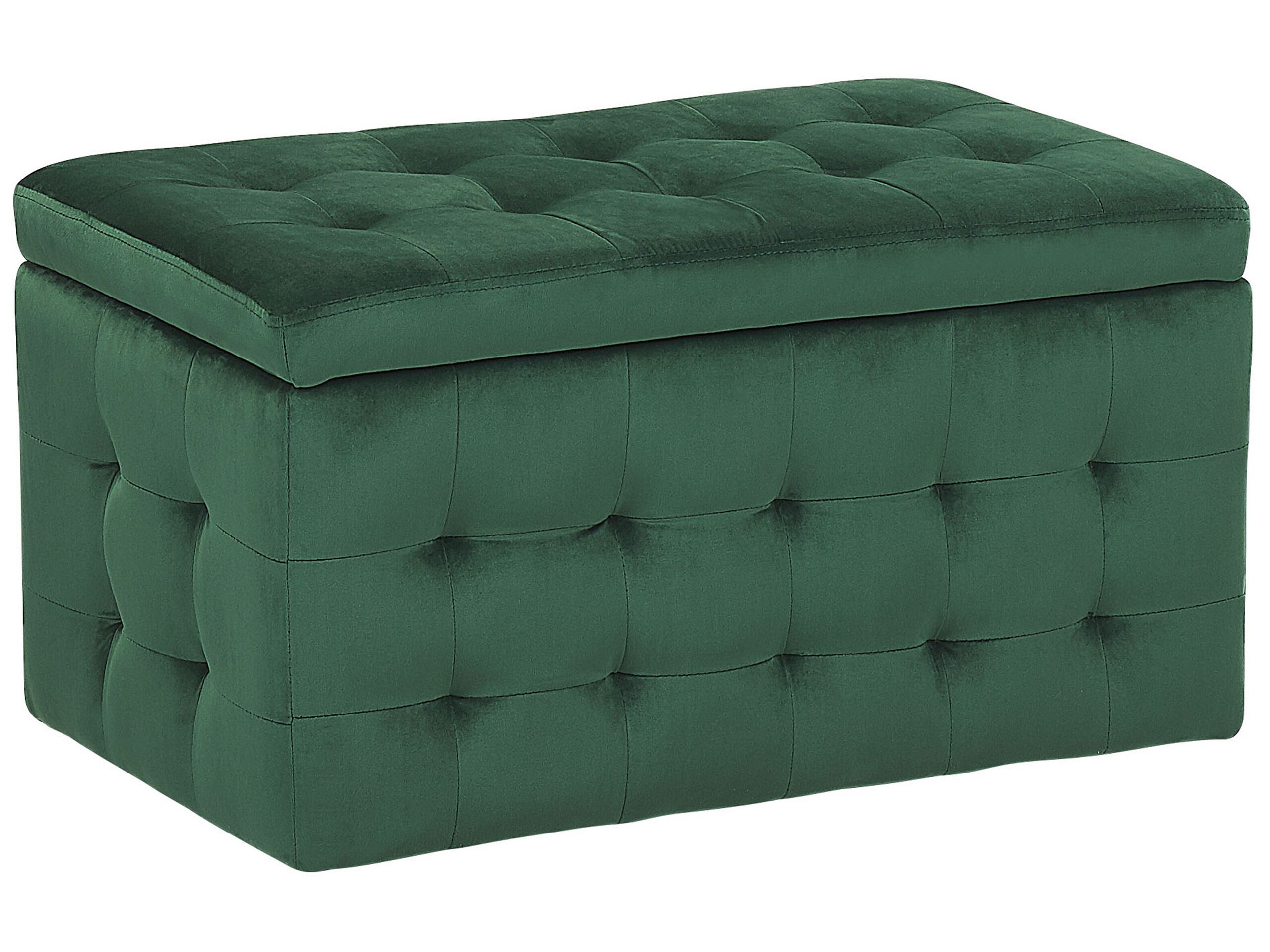 Velvet Storage Ottoman Green MICHIGAN - Gemini Interiors