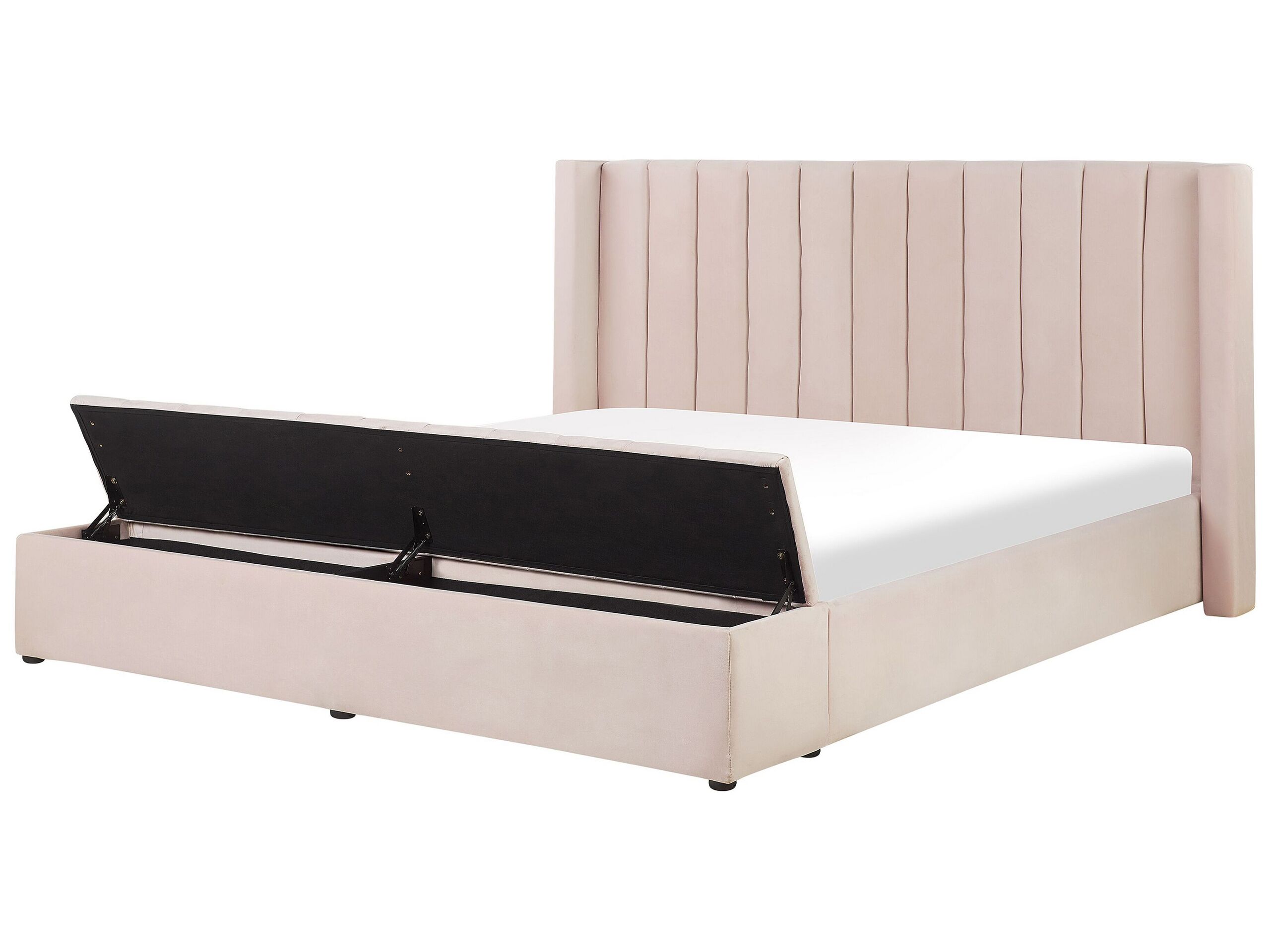 Velvet EU Super King Size Bed with Storage Bench Pastel Pink NOYERS - Gemini Interiors