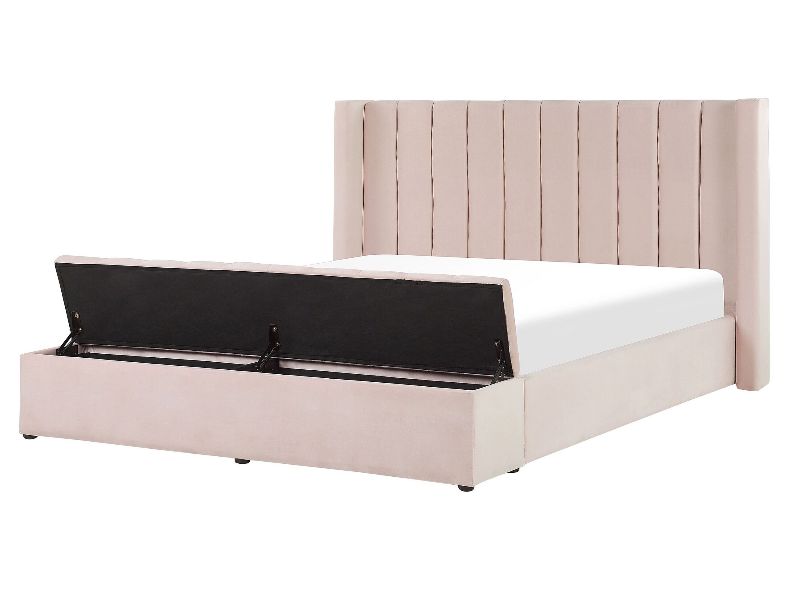 Velvet EU King Size Bed with Storage Bench Pastel Pink NOYERS - Gemini Interiors