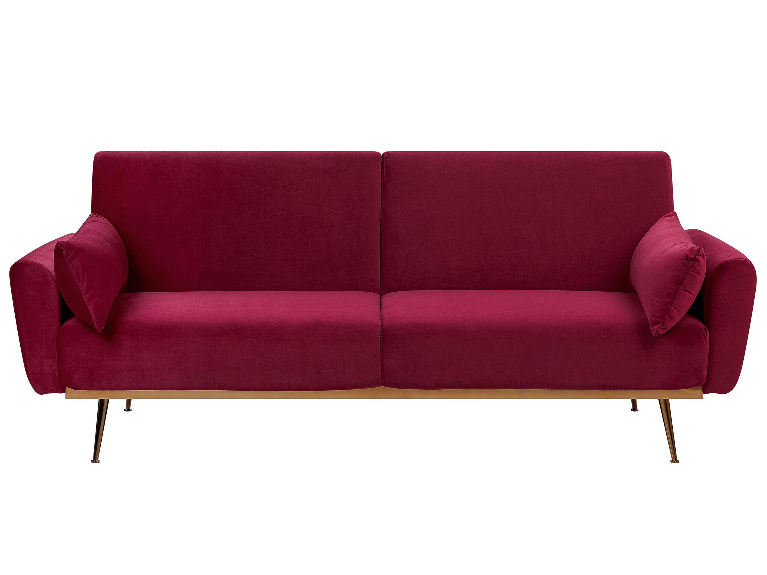 Velvet Sofa Bed Burgundy EINA - Gemini Interiors