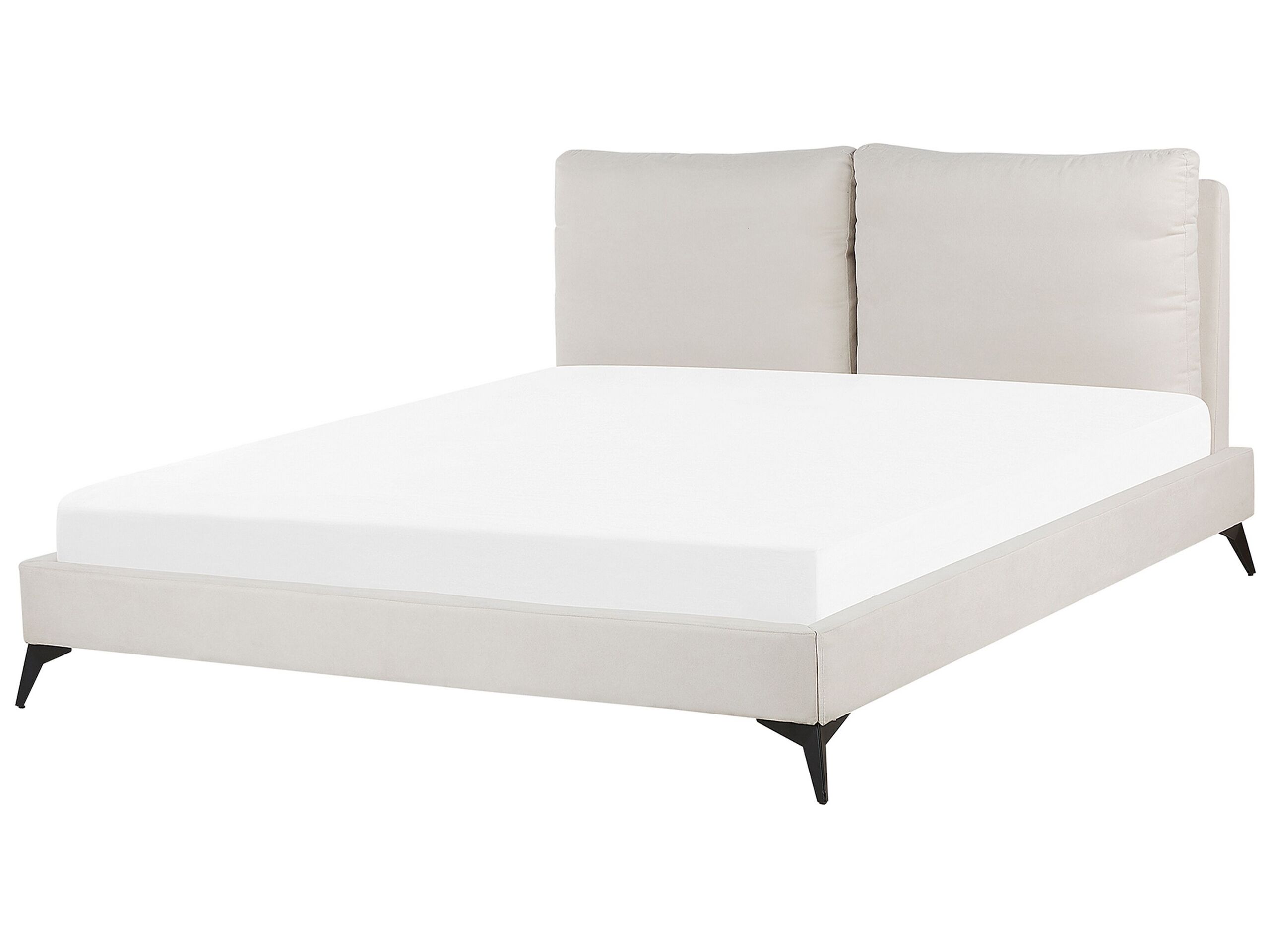 Chenille EU Super King Size Bed Light Beige MELLE - Gemini Interiors