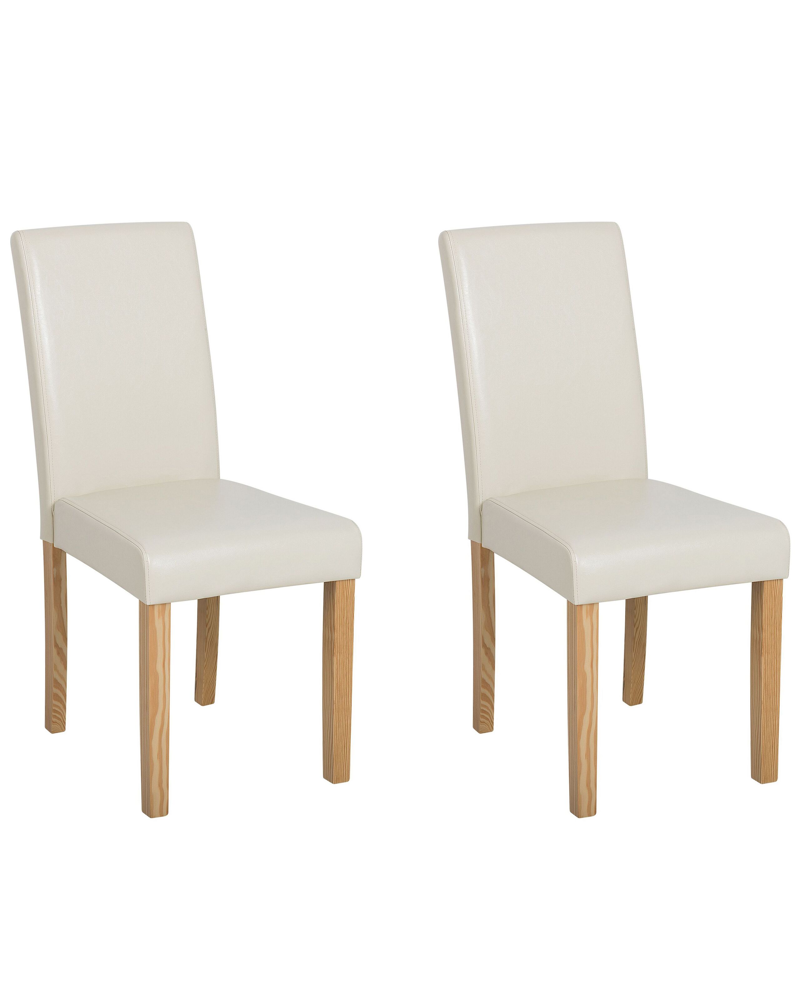 Set of 2 Faux Leather Dining Chairs Beige BROADWAY - Gemini Interiors