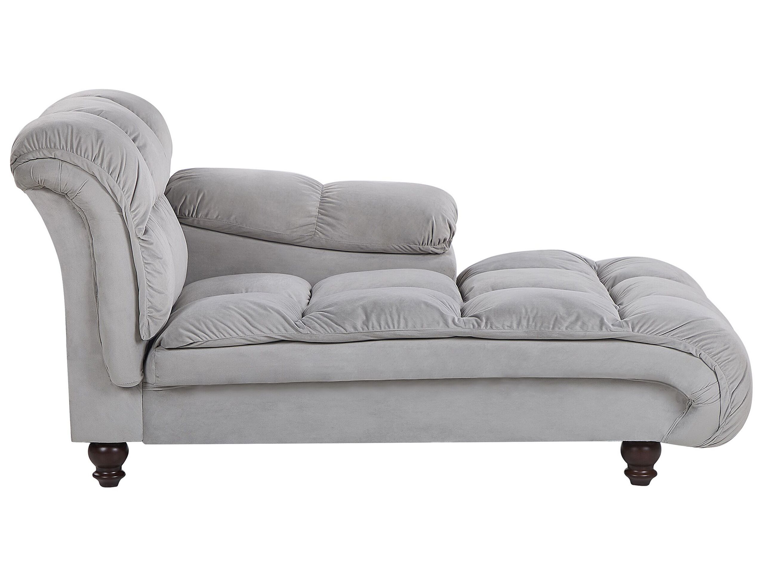 Left Hand Velvet Chaise Lounge Grey LORMONT - Gemini Interiors