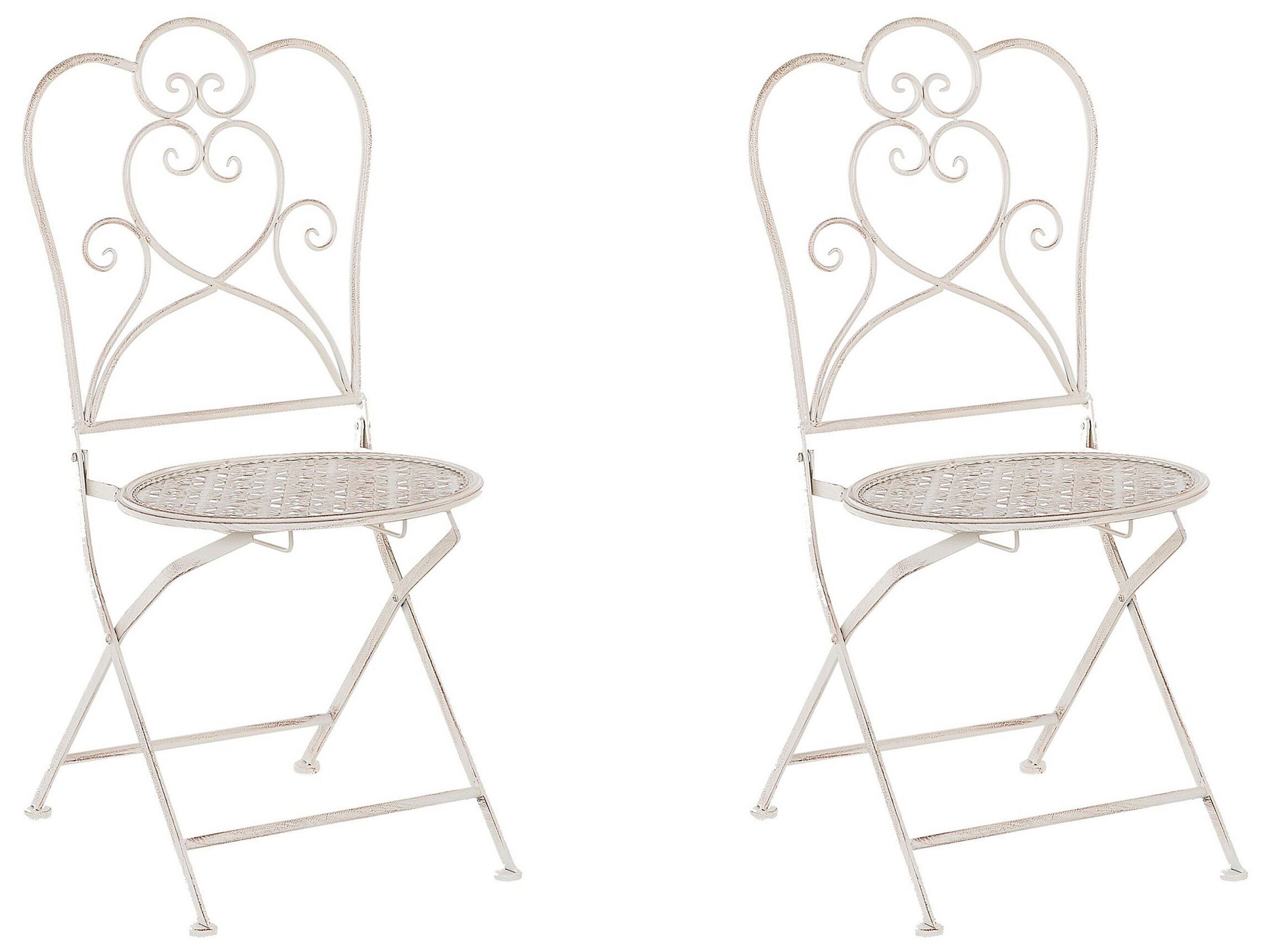 Set of 2 Metal Garden Folding Chairs Beige TRIESTE - Gemini Interiors