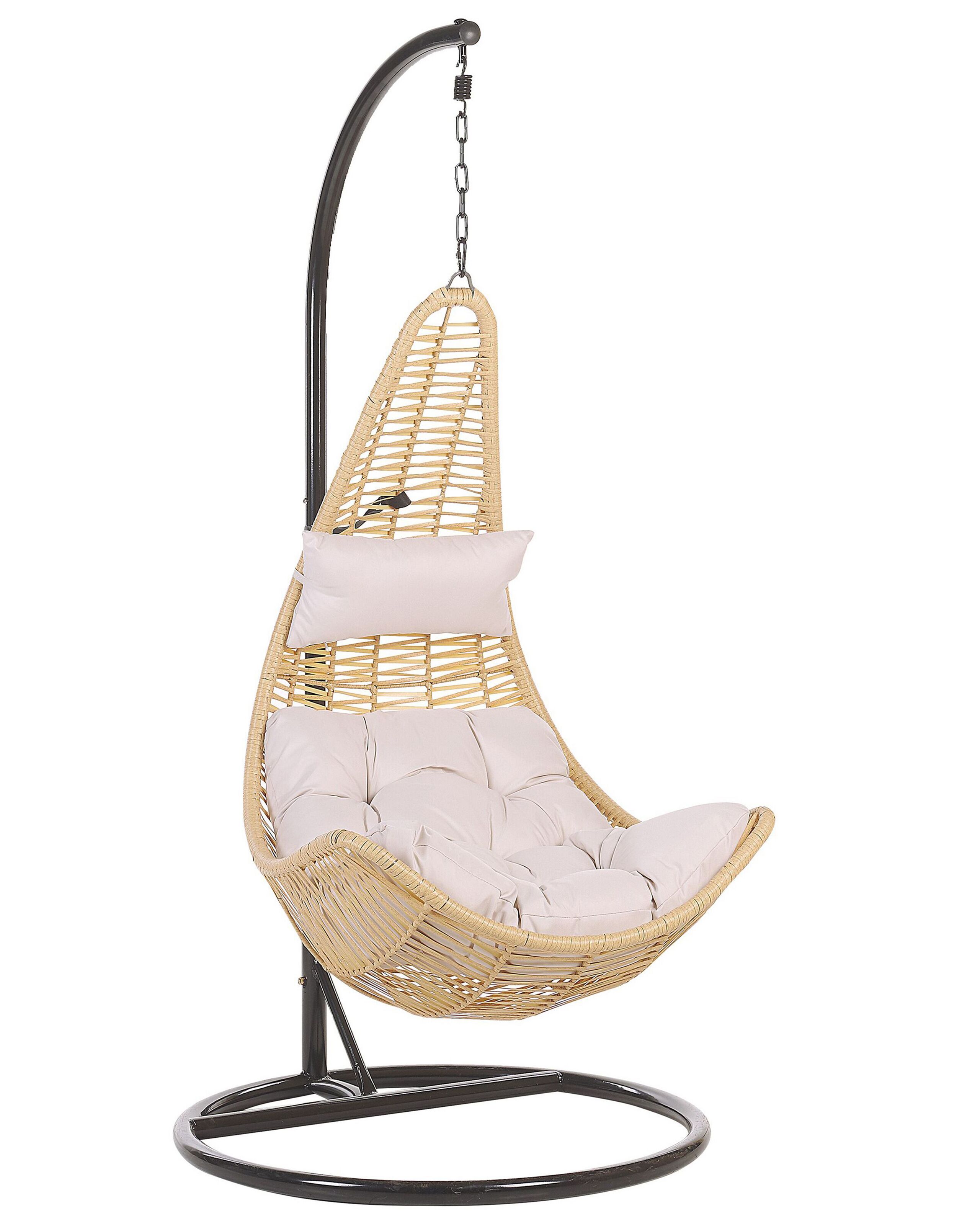 PE Rattan Hanging Chair with Stand Natural ATRI II - Gemini Interiors