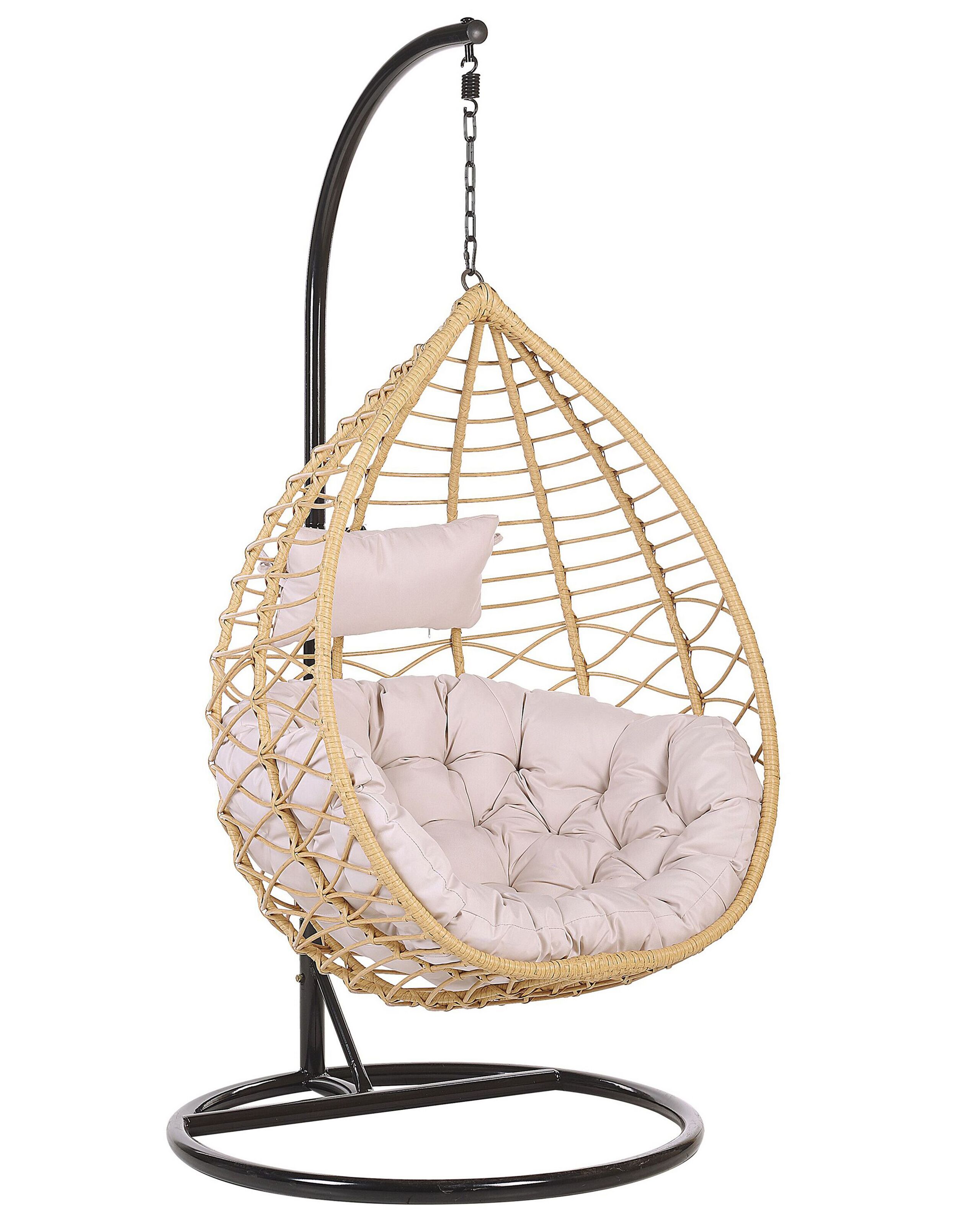 PE Rattan Hanging Chair with Stand Natural ARSITA - Gemini Interiors