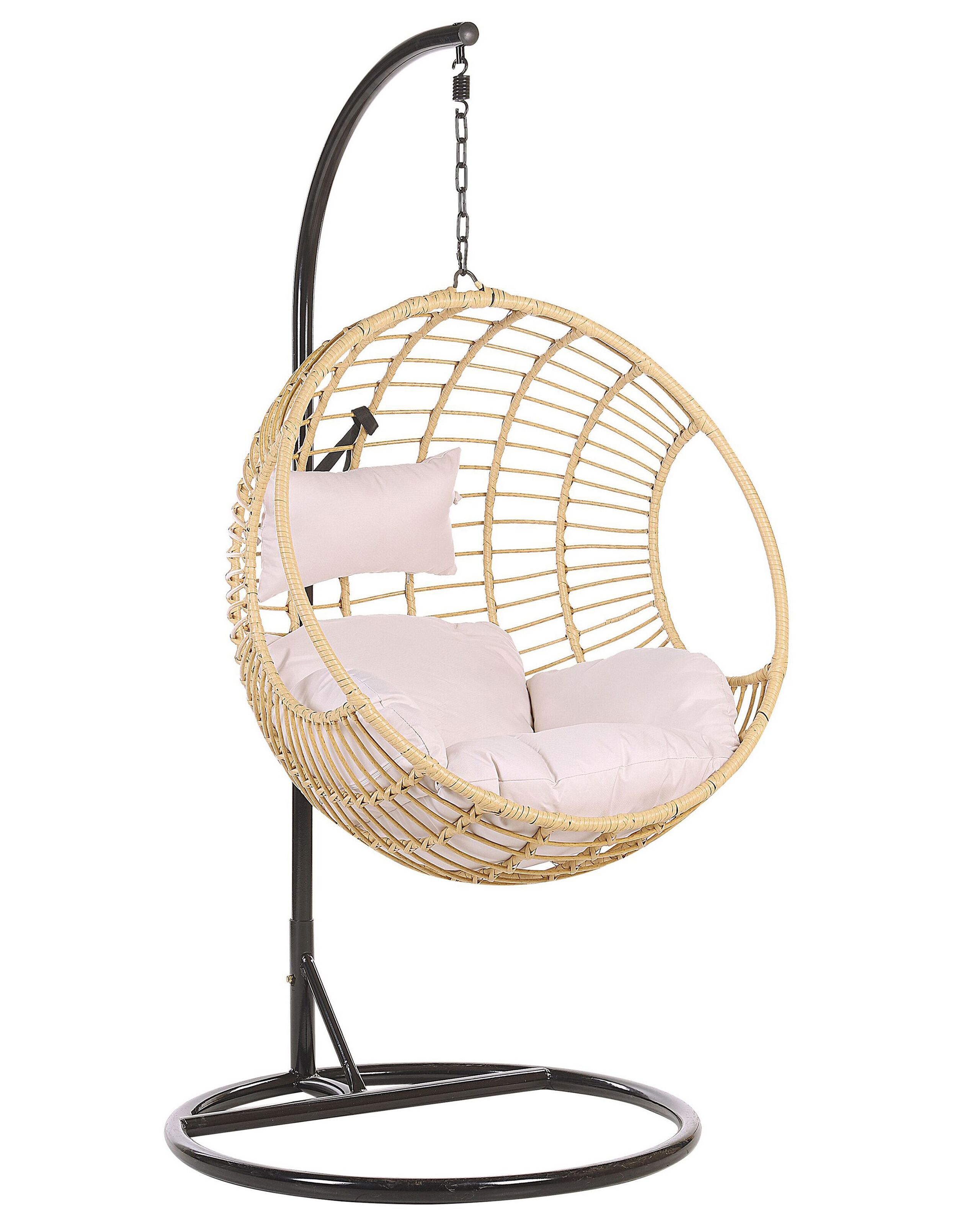 PE Rattan Hanging Chair with Stand Natural ASPIO - Gemini Interiors