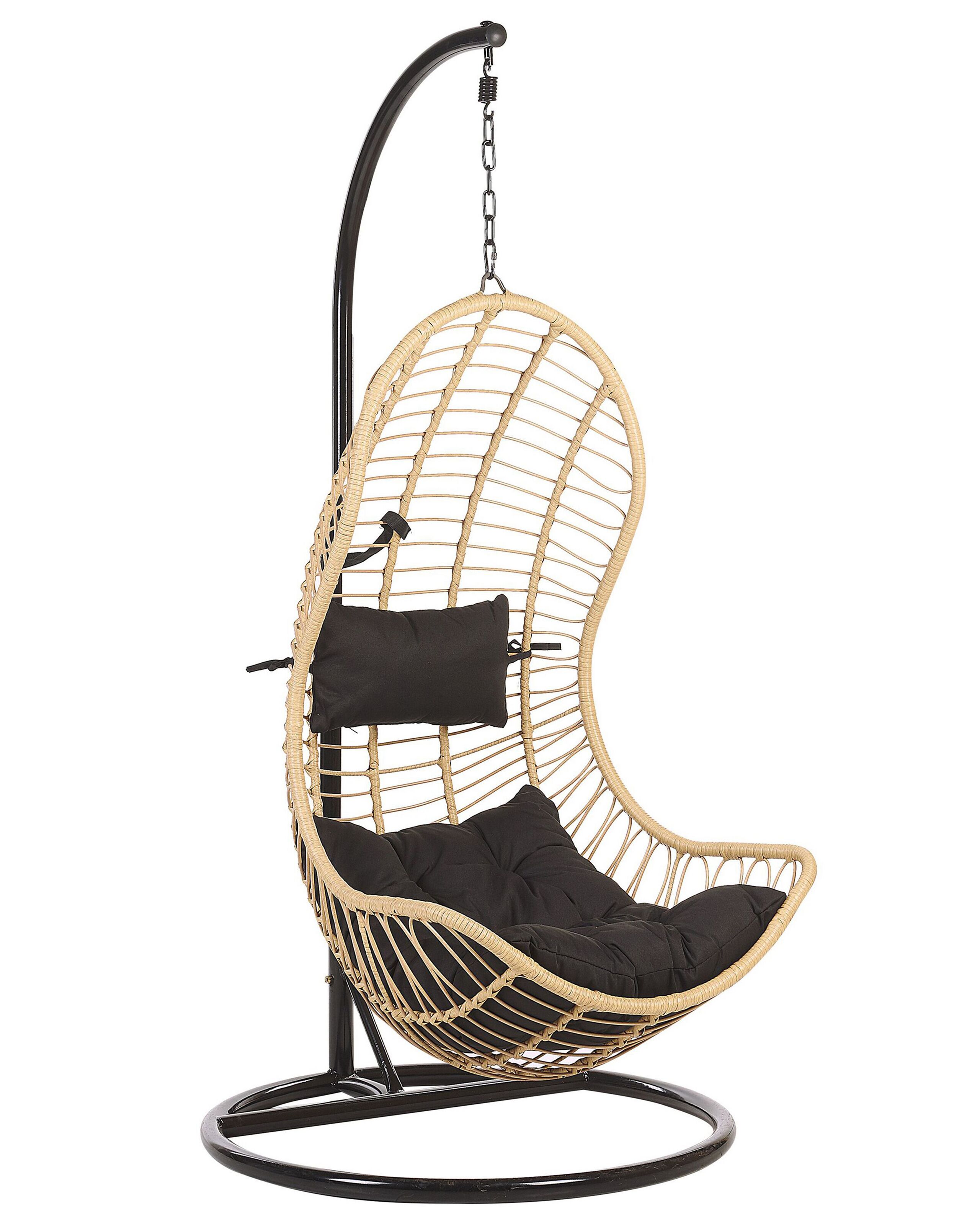 PE Rattan Hanging Chair with Stand Natural PINETO - Gemini Interiors