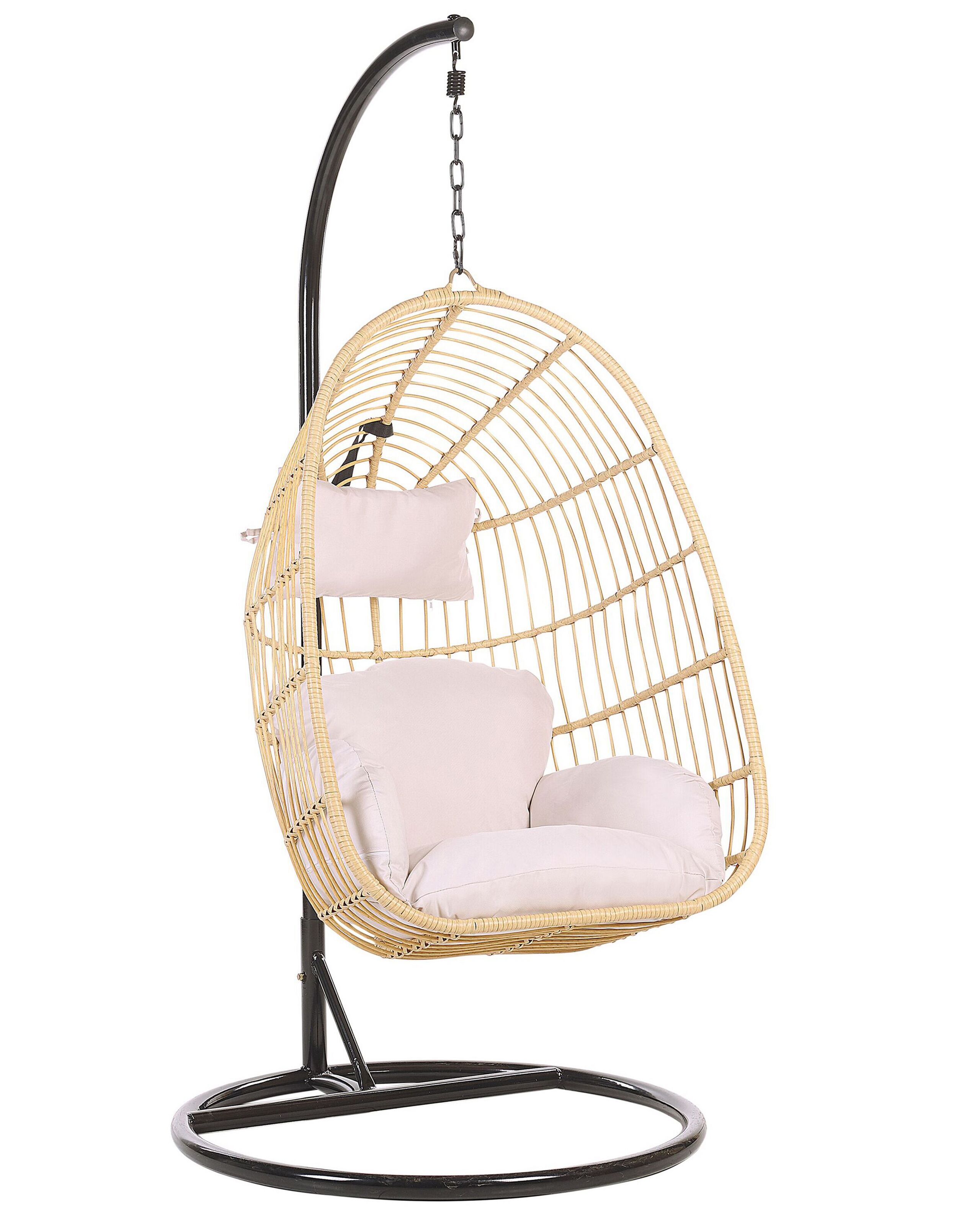 PE Rattan Hanging Chair with Stand Natural CASOLI - Gemini Interiors