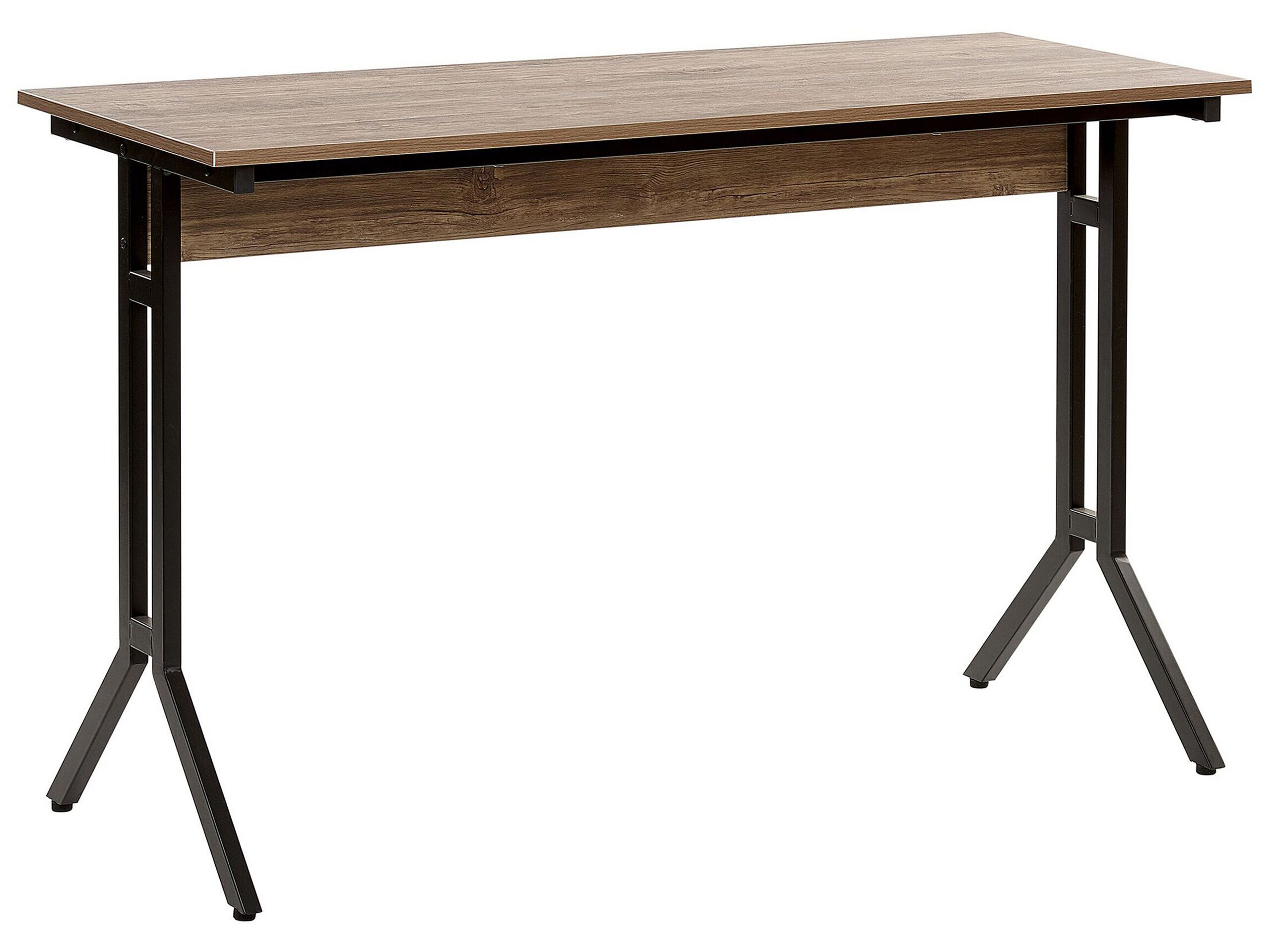 Home Office Desk 120 x 48 cm Dark Wood with Black CREEK - Gemini Interiors