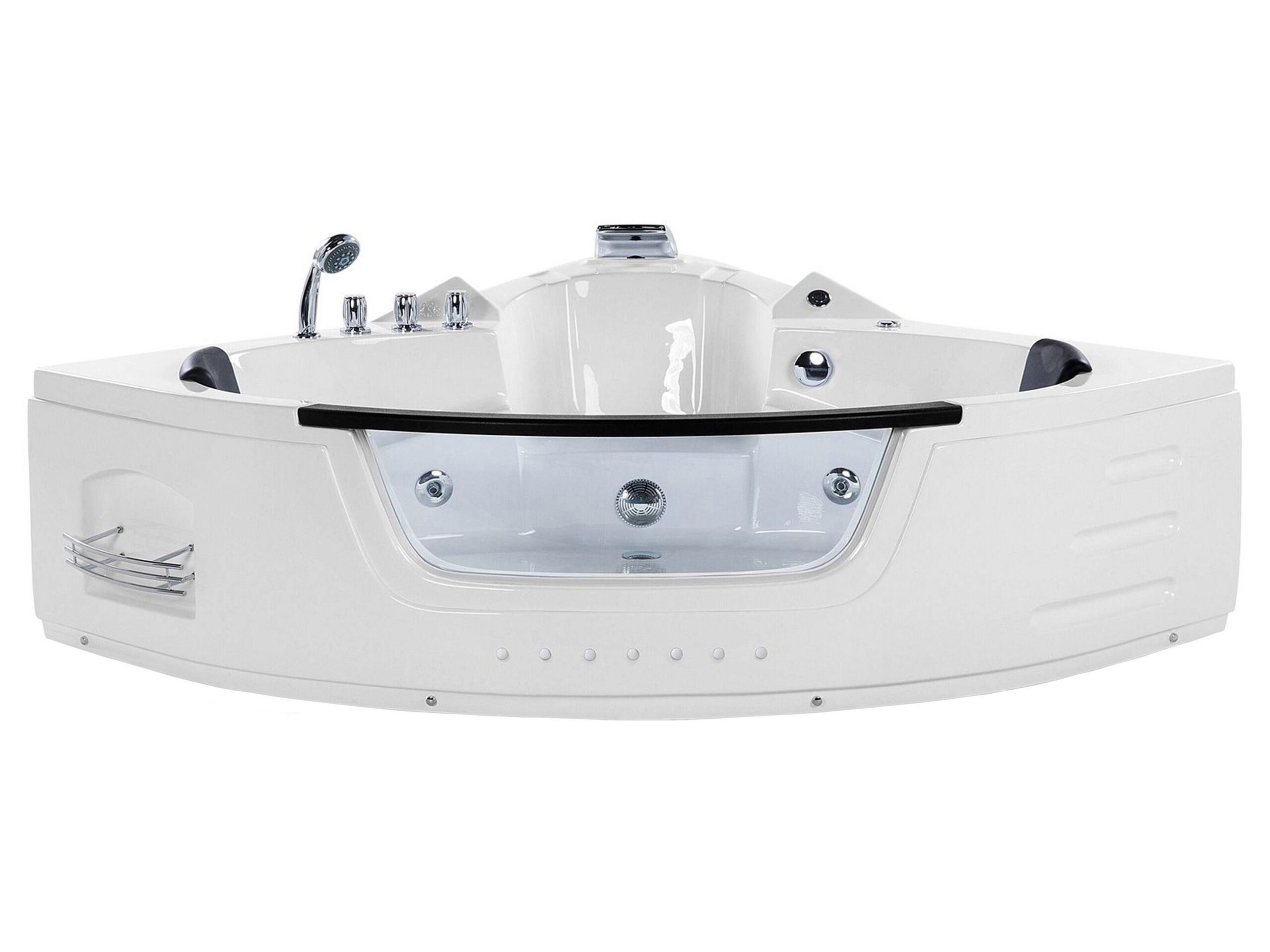 Whirlpool Corner Bath with LED 1980 x 1440 cm mm White MARTINICA - Gemini Interiors