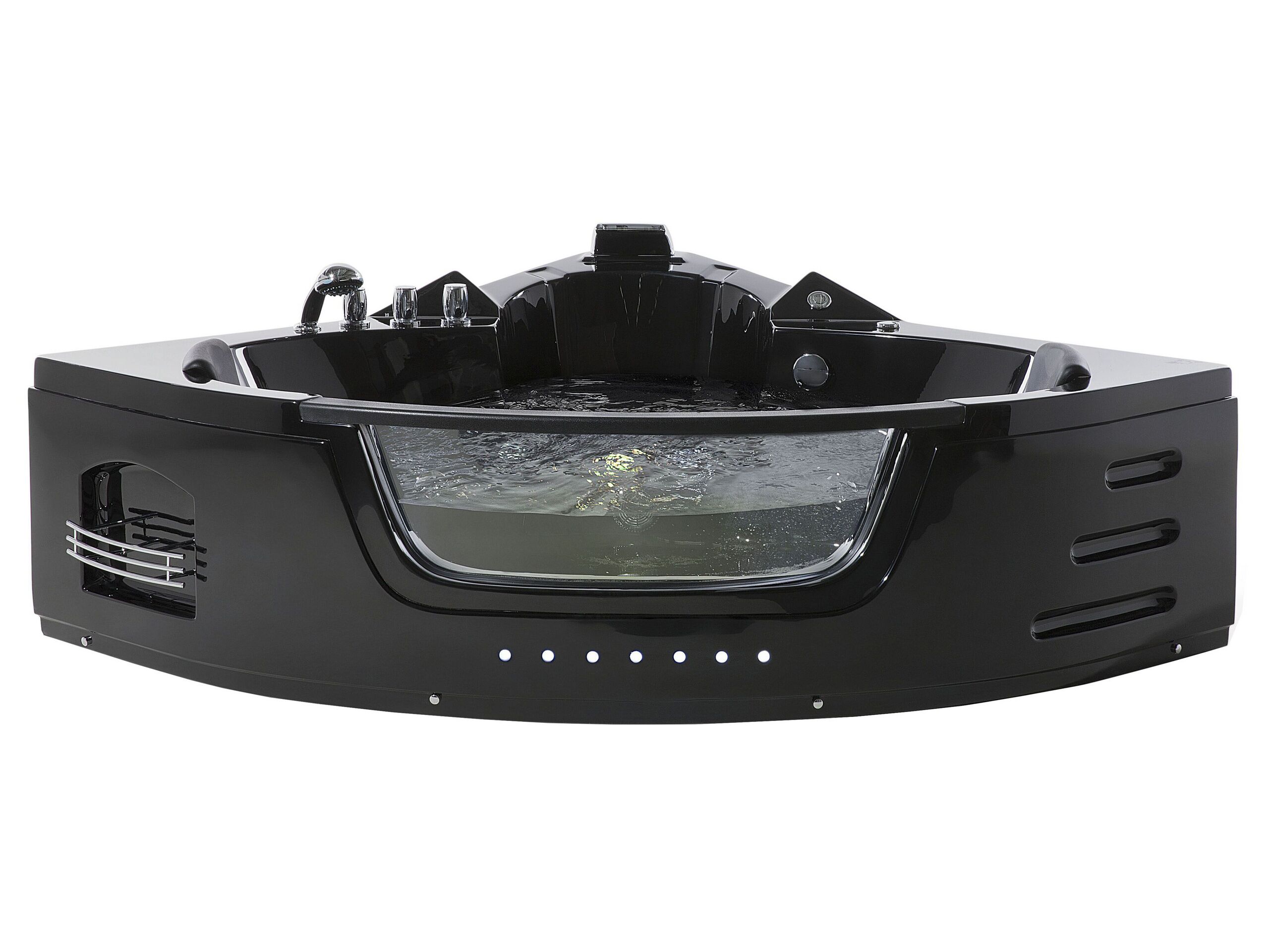 Whirlpool Corner Bath with LED 1980 x 1440 mm Black MARTINICA - Gemini Interiors