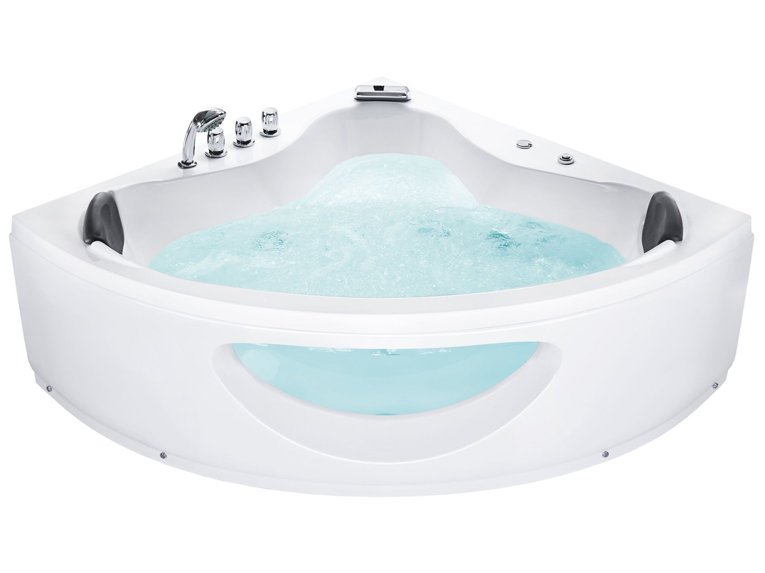 Whirlpool Corner Bath with LED 2050 x 1460 mm White TOCOA - Gemini Interiors