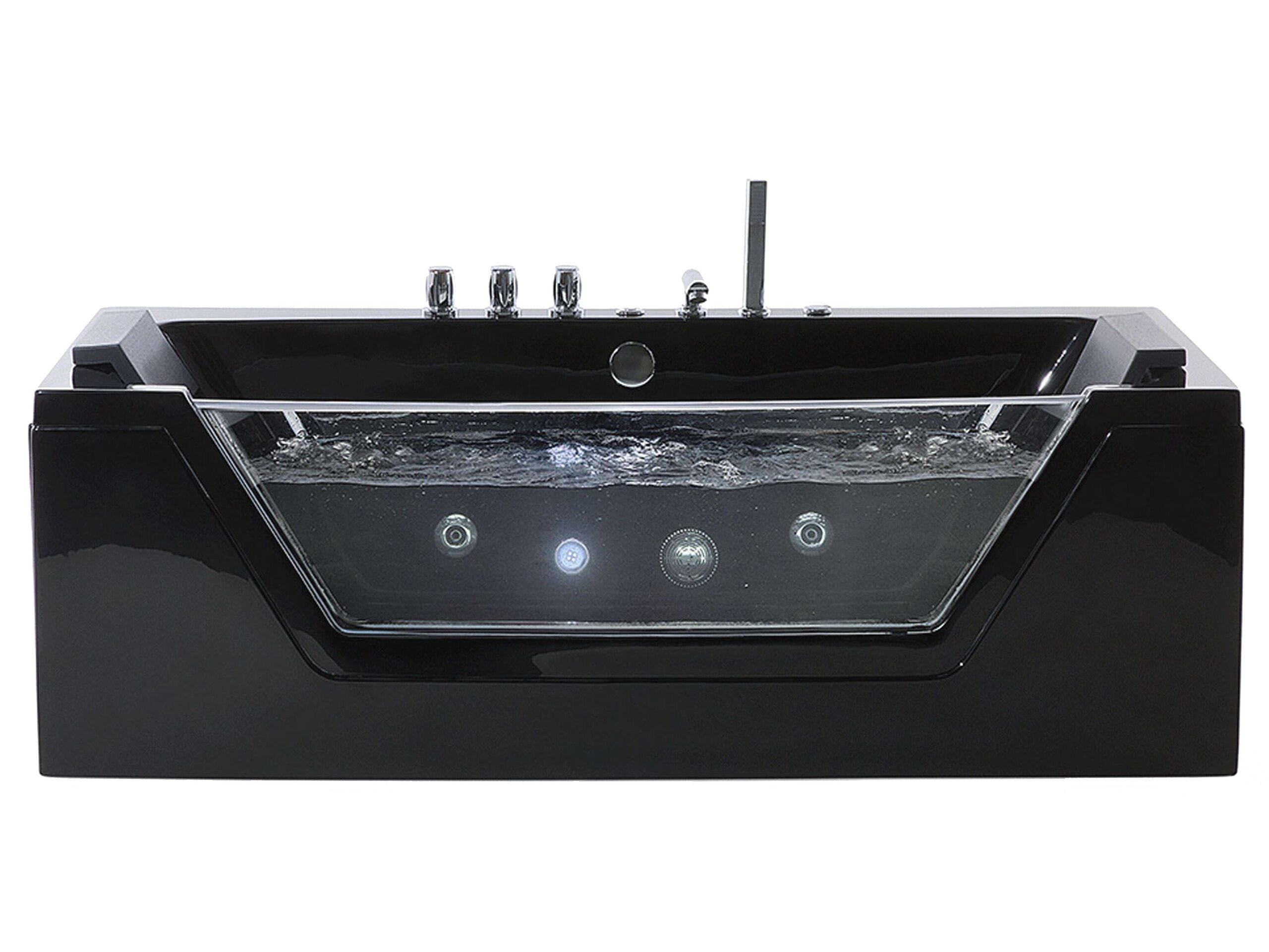 Whirlpool Bath with LED 1620 mm Black SAMANA - Gemini Interiors
