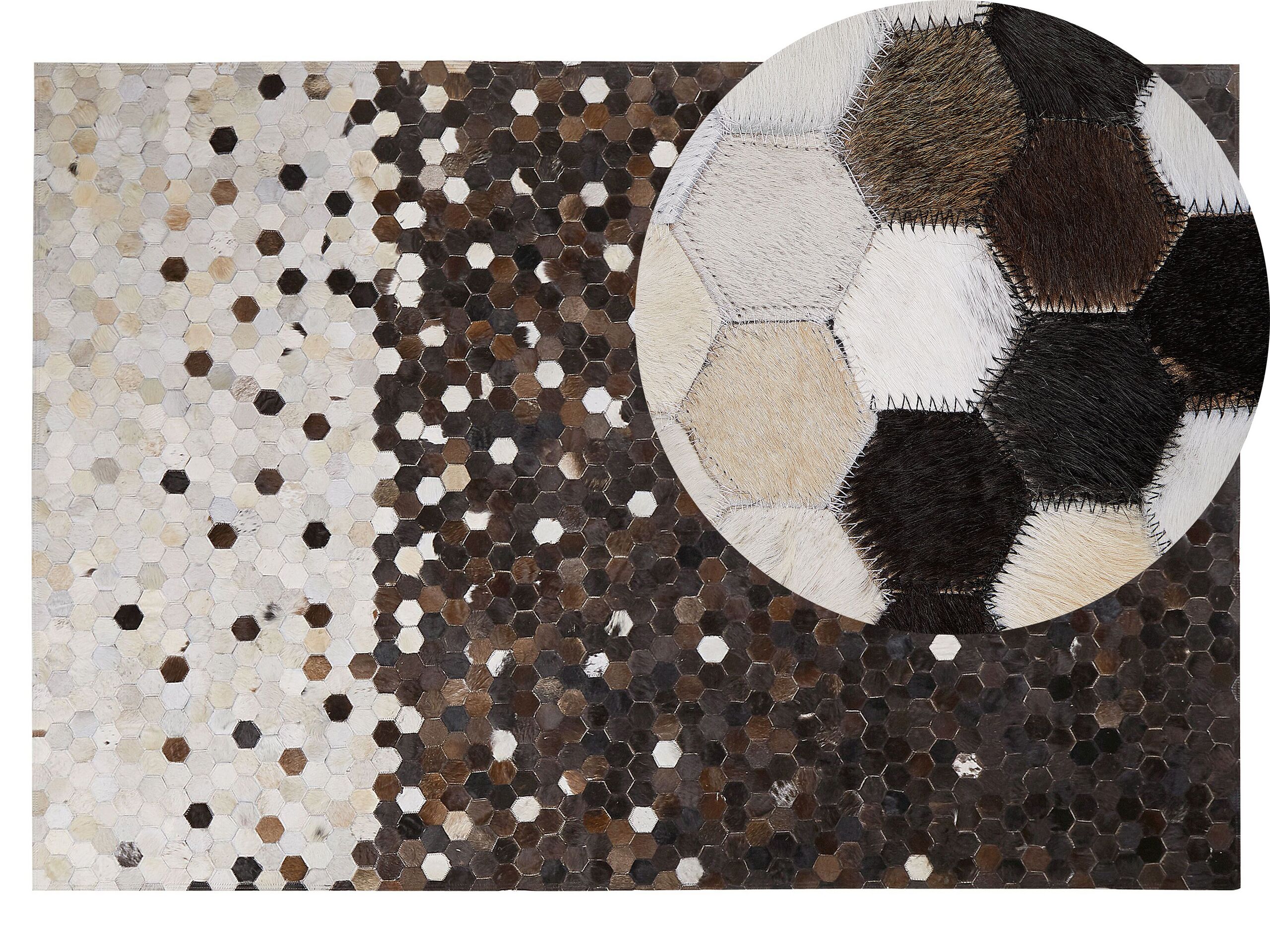 Cowhide Area Rug 140x200cm Brown with Beige - Gemini Interiors