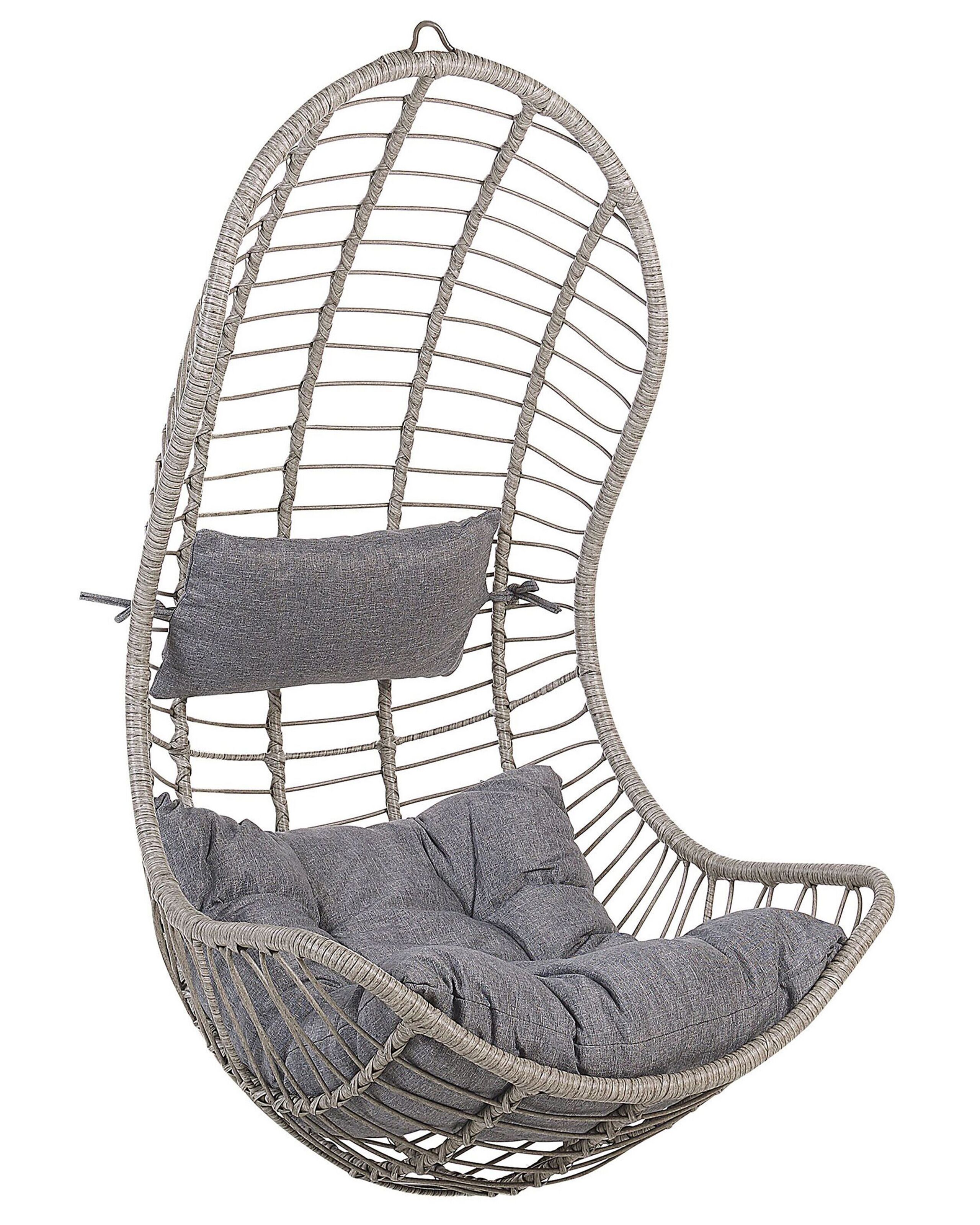 PE Rattan Hanging Chair Grey PINETO - Gemini Interiors