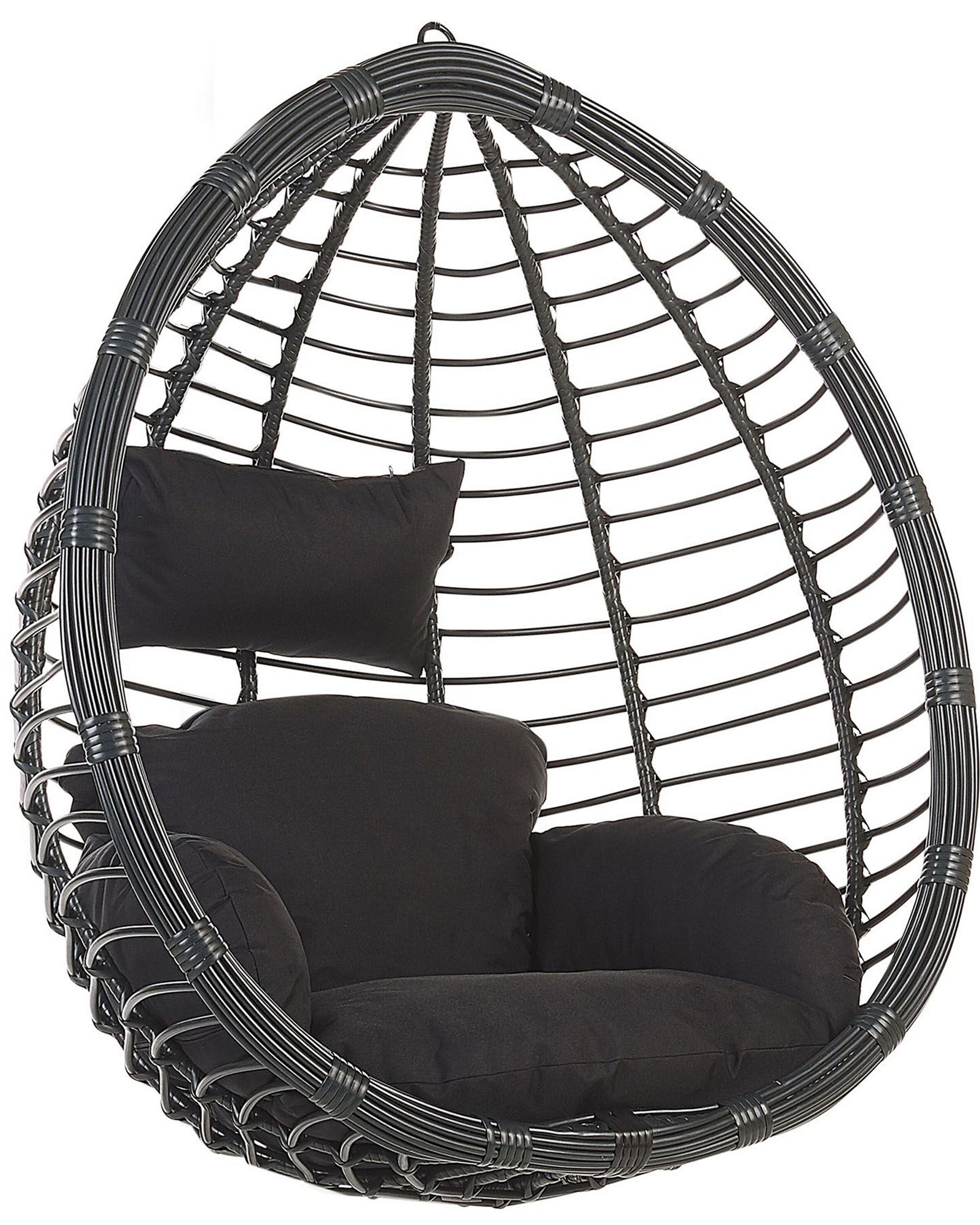 PE Rattan Hanging Chair Black TOLLO - Gemini Interiors