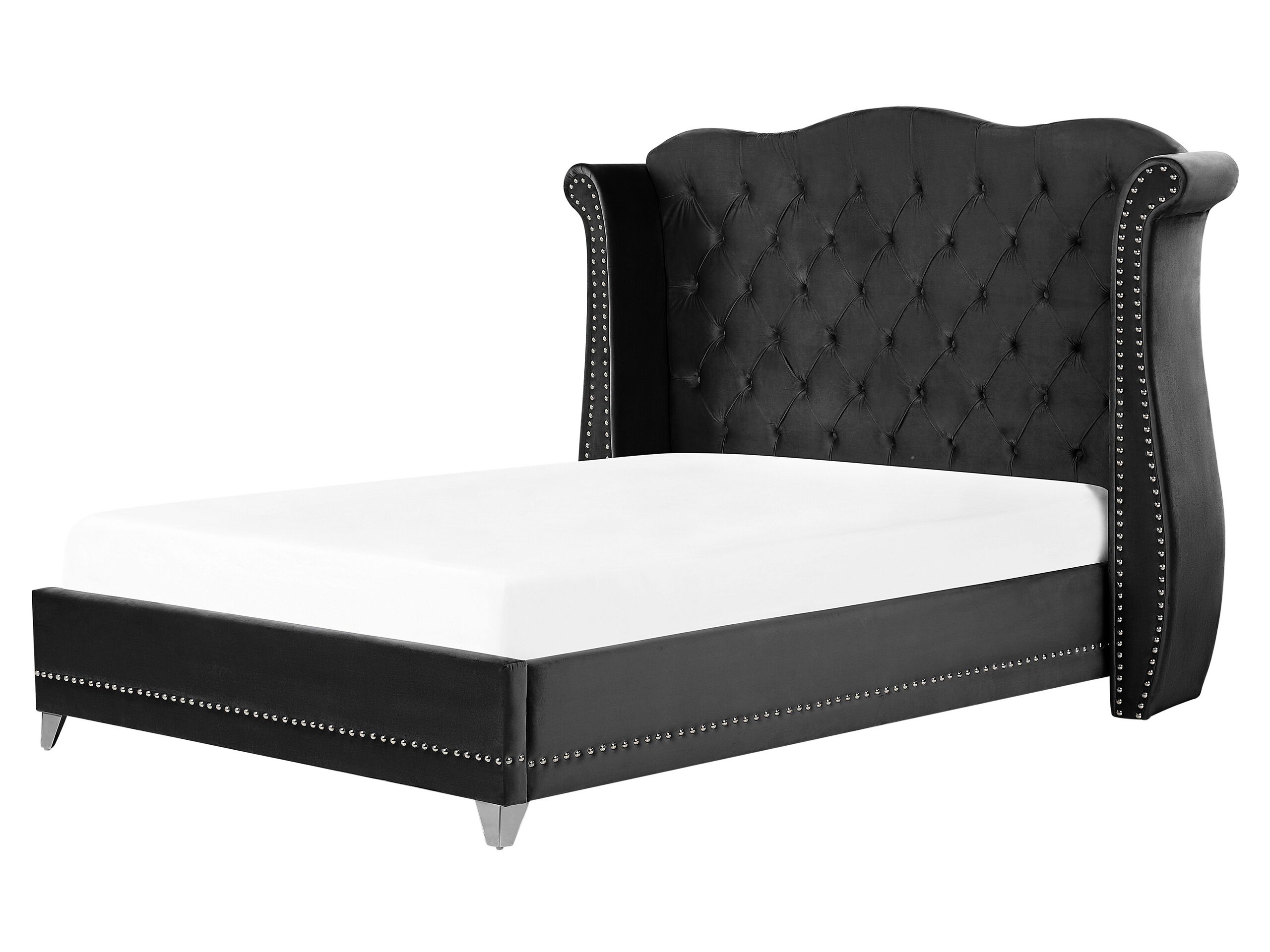 Velvet EU King Size Bed Black AYETTE - Gemini Interiors