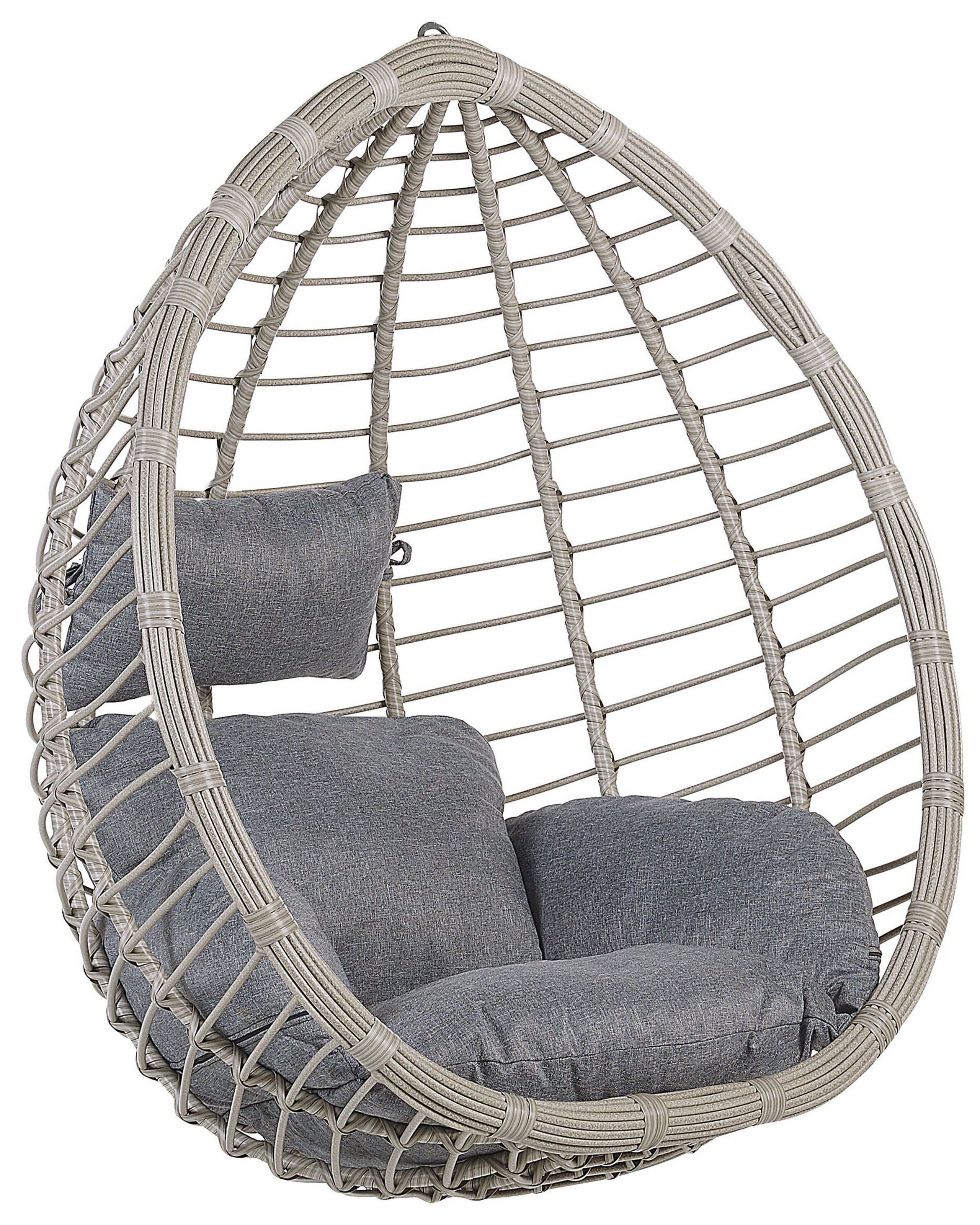 PE Rattan Hanging Chair Grey TOLLO - Gemini Interiors