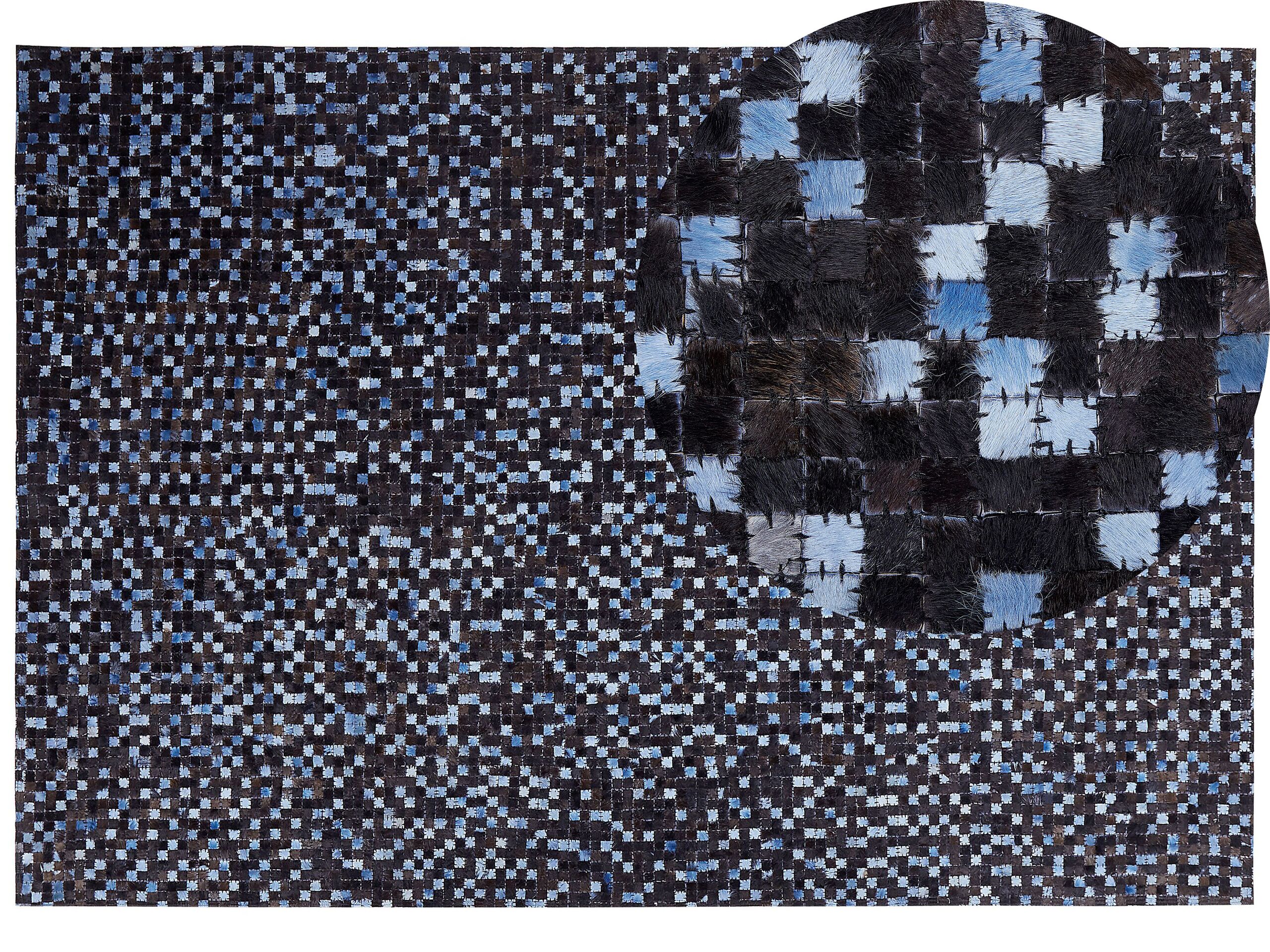 Cowhide Area Rug 160x230cm Brown and Blue - Gemini Interiors
