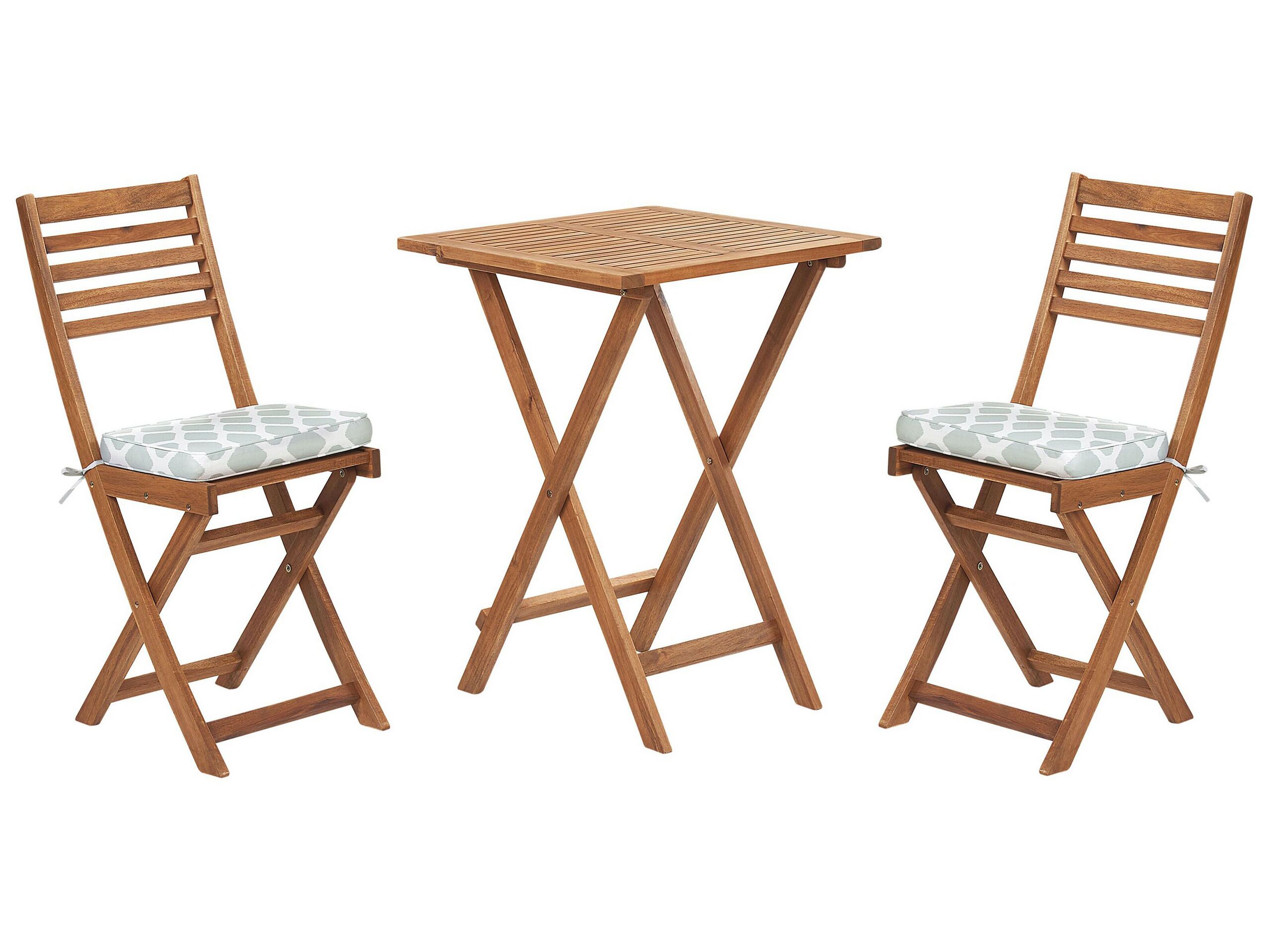 Acacia Wood Garden Bistro Set with Mint Green Cushions FIJI - Gemini Interiors