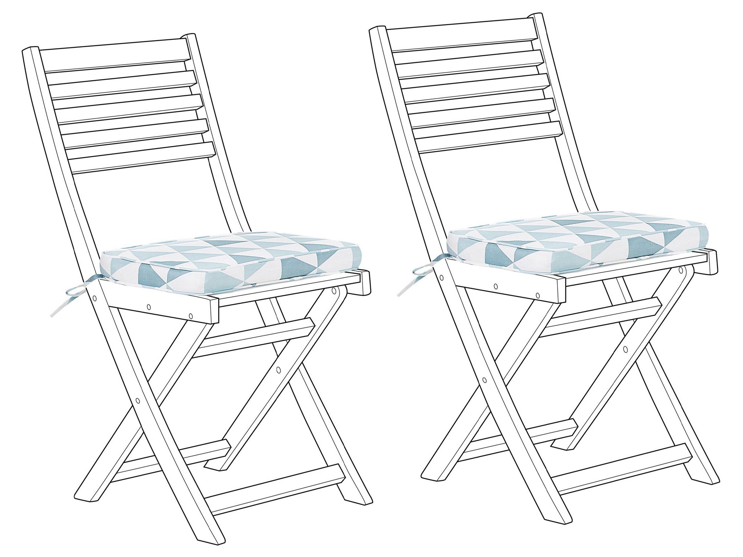 Set of 2 Seat Cushions Blue Triangles FIJI - Gemini Interiors