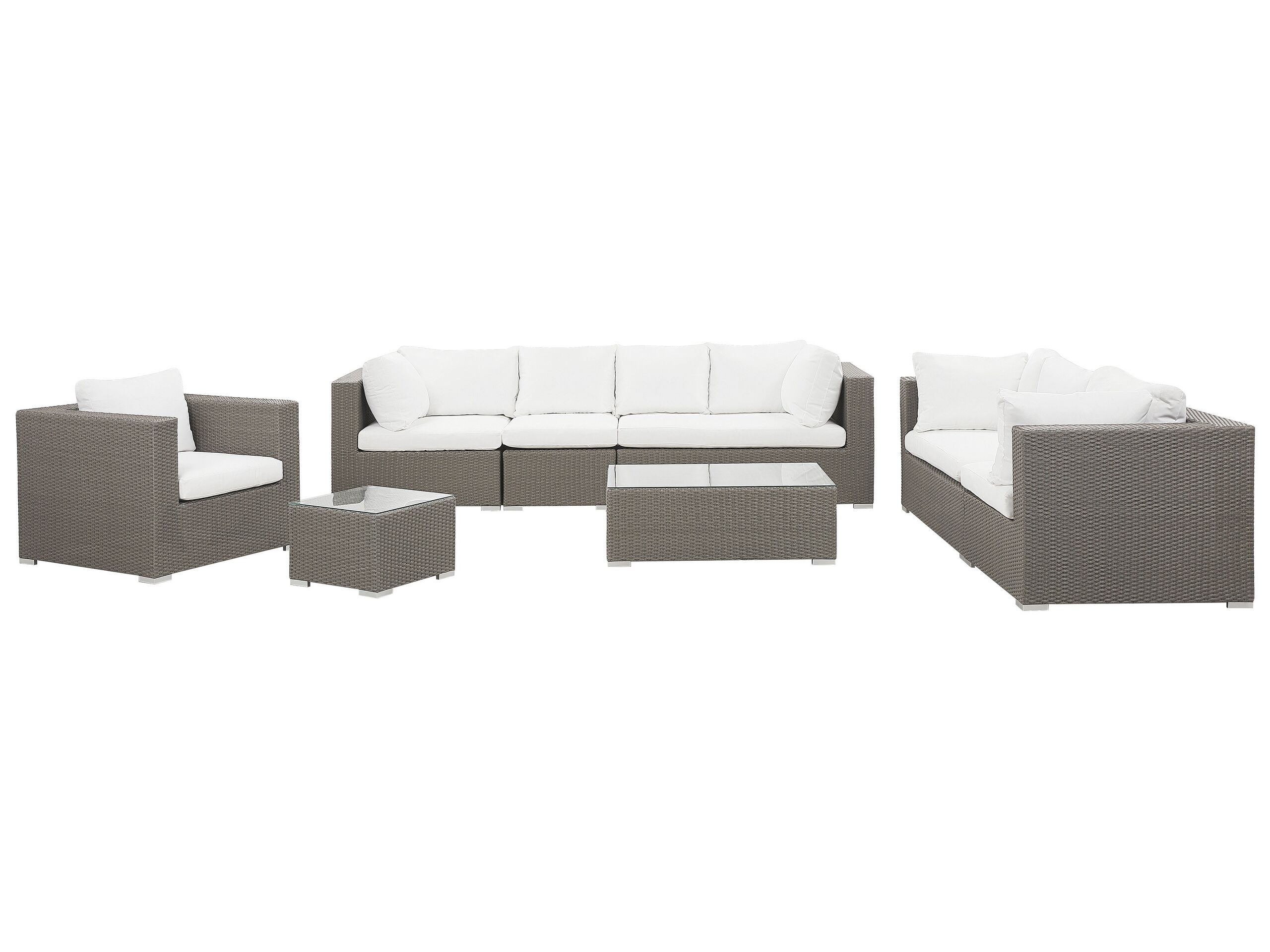8 Seater PE Rattan Modular Garden Lounge Set Taupe MAESTRO II - Gemini Interiors