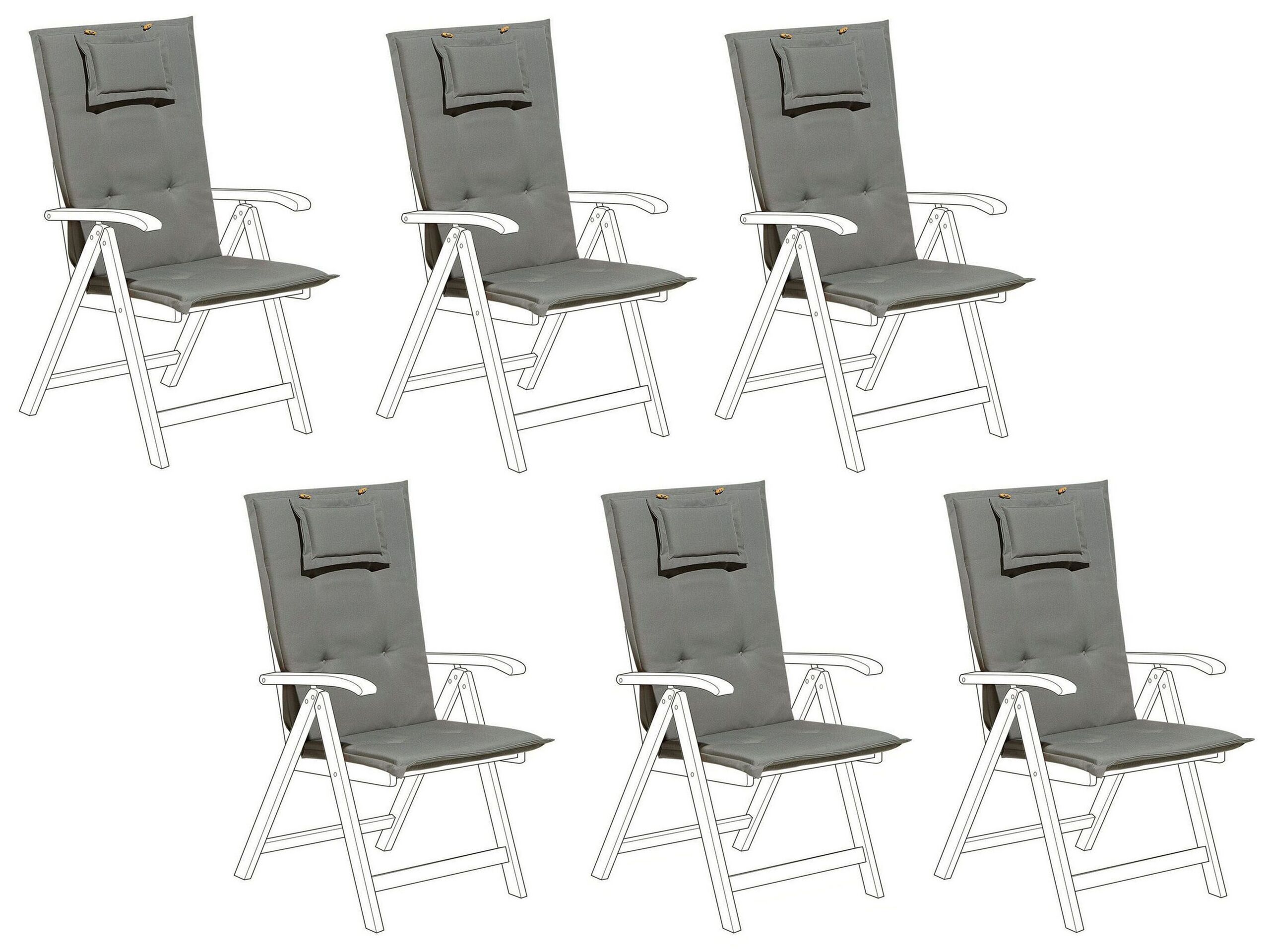 Set of 6 Outdoor Seat/Back Cushions Grey TOSCANA/JAVA - Gemini Interiors
