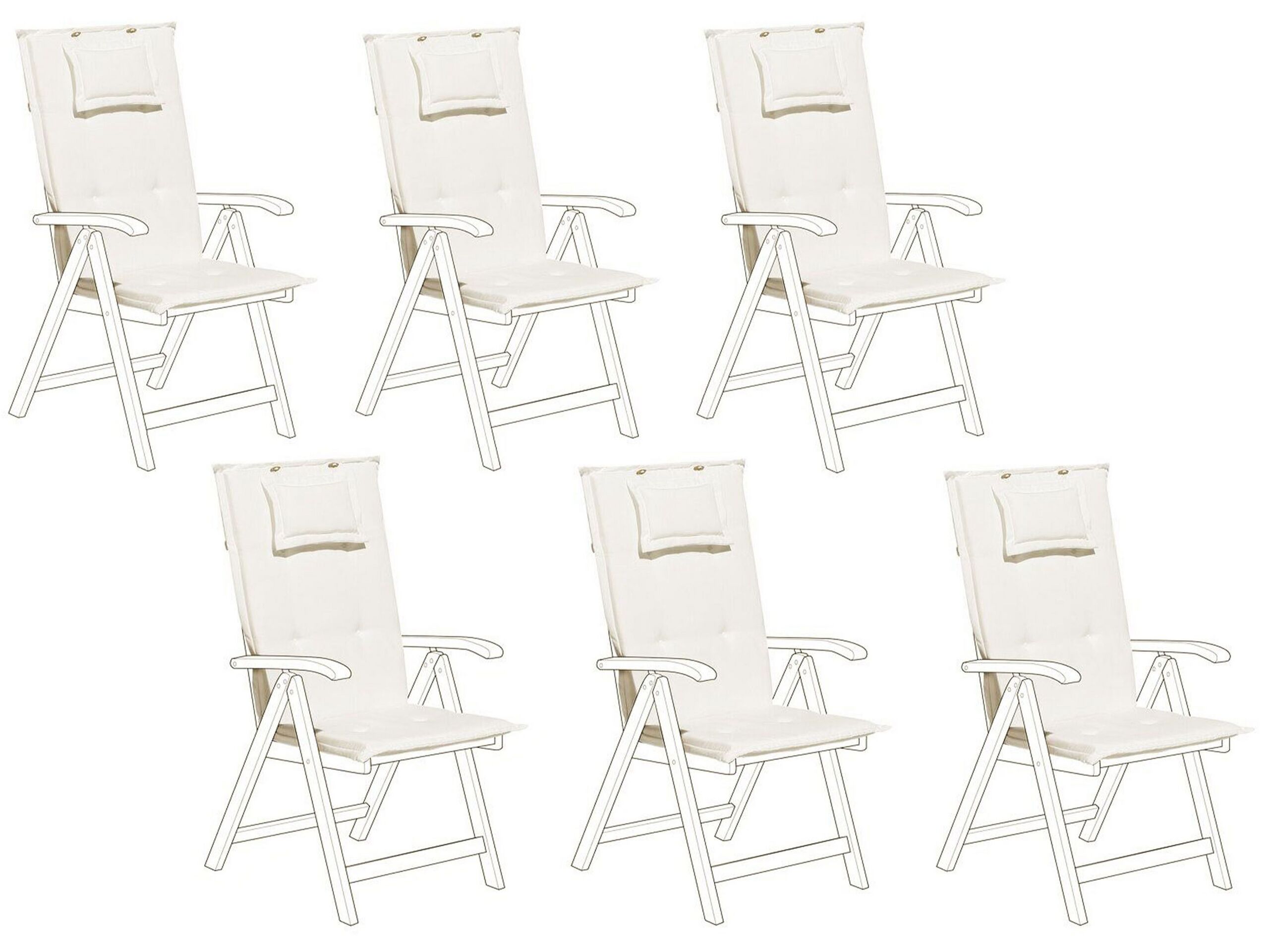 Set of 6 Outdoor Seat/Back Cushions Cream TOSCANA/JAVA - Gemini Interiors