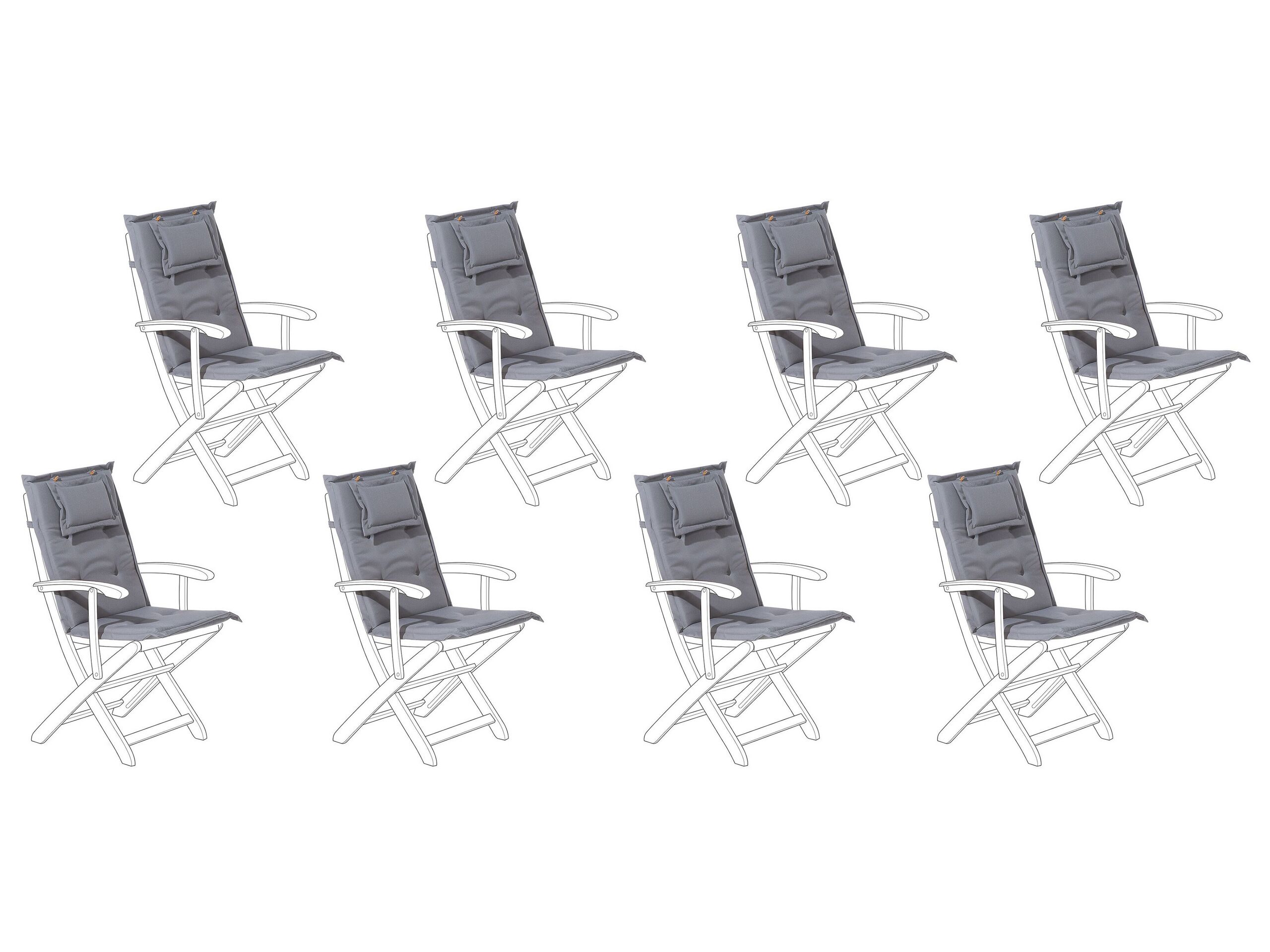 Set of 8 Outdoor Seat/Back Cushions Graphite Grey MAUI - Gemini Interiors