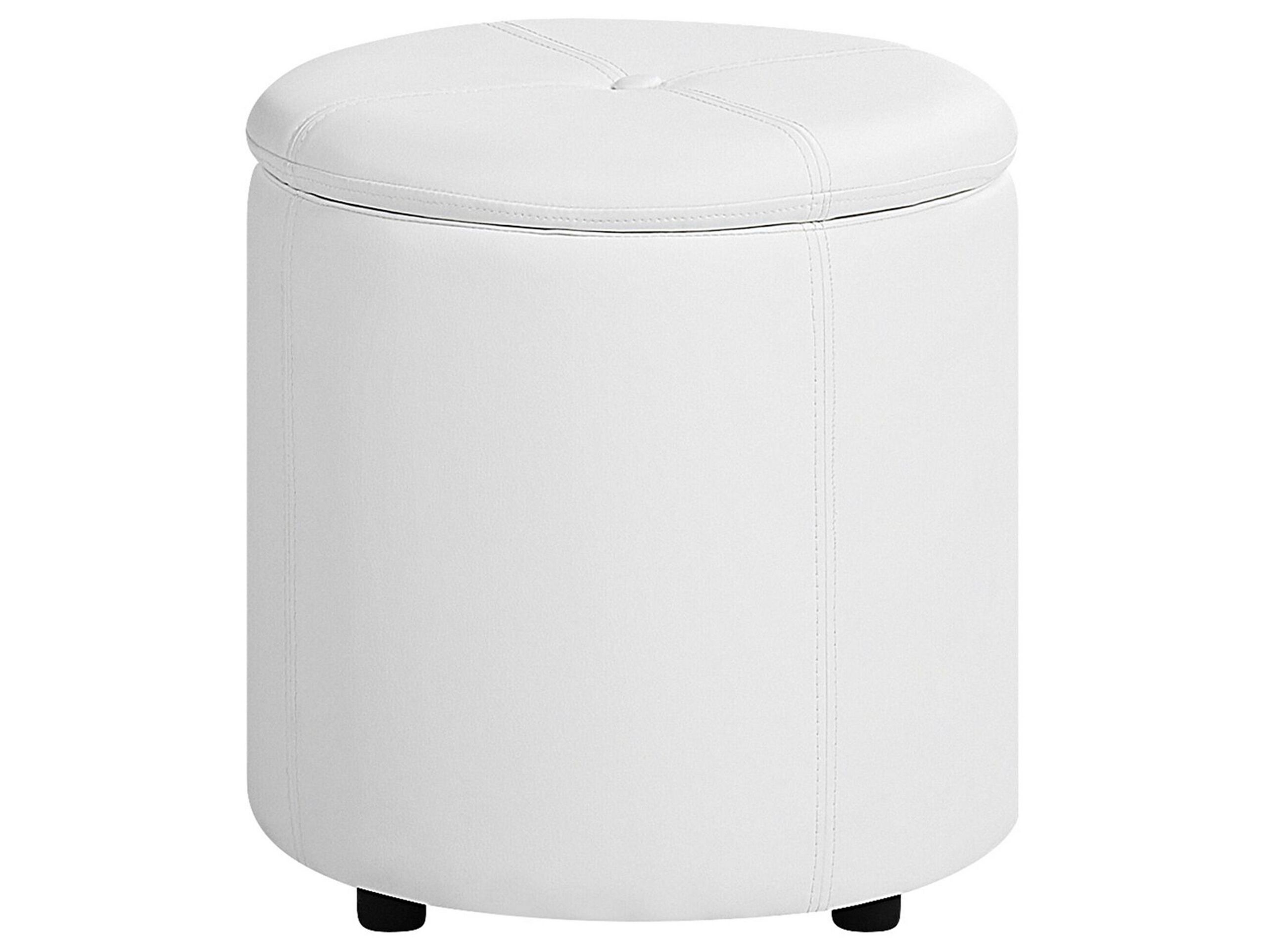 Faux Leather Storage Pouffe White MARYLAND - Gemini Interiors