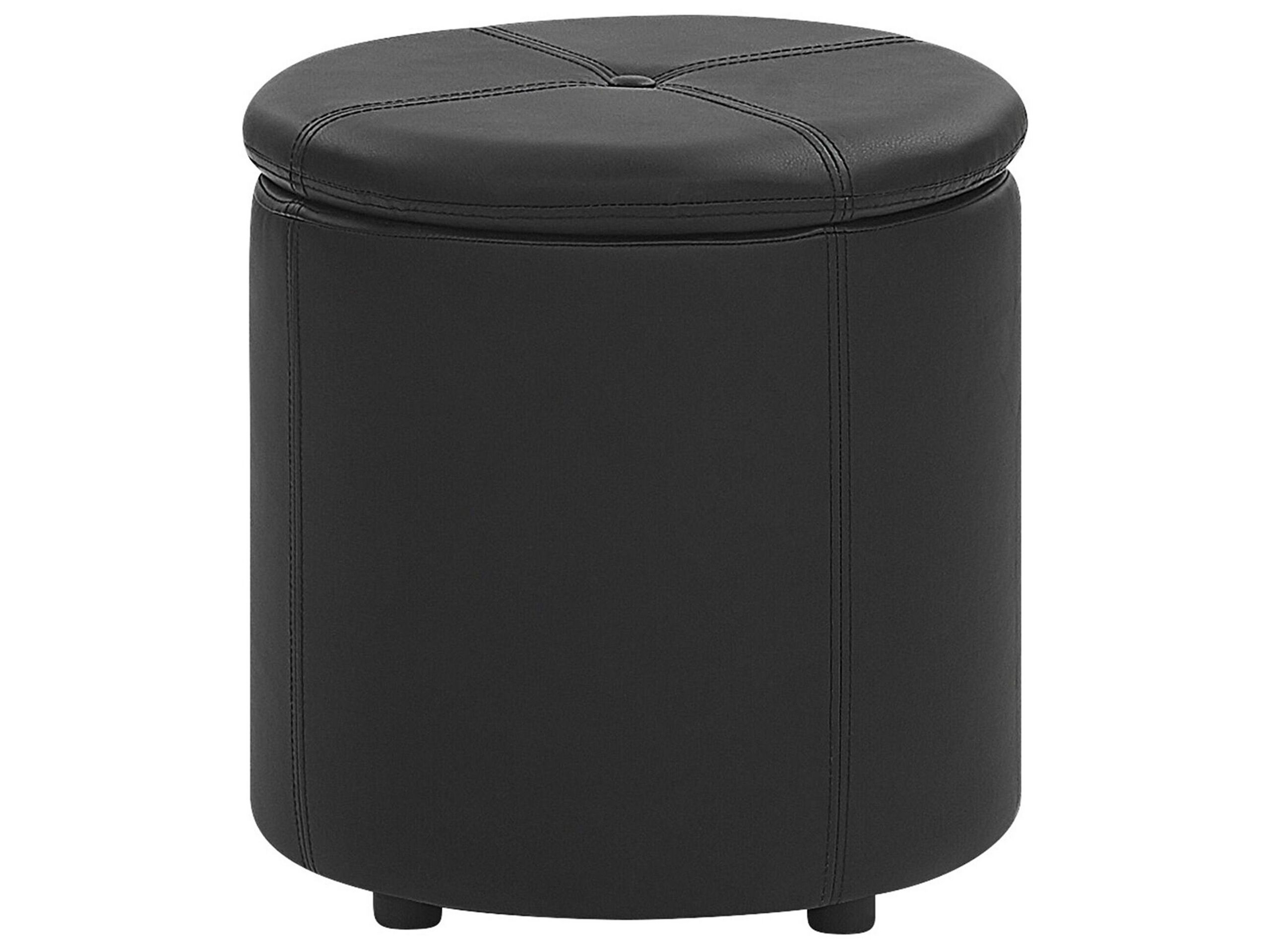 Faux Leather Storage Pouffe Black MARYLAND - Gemini Interiors