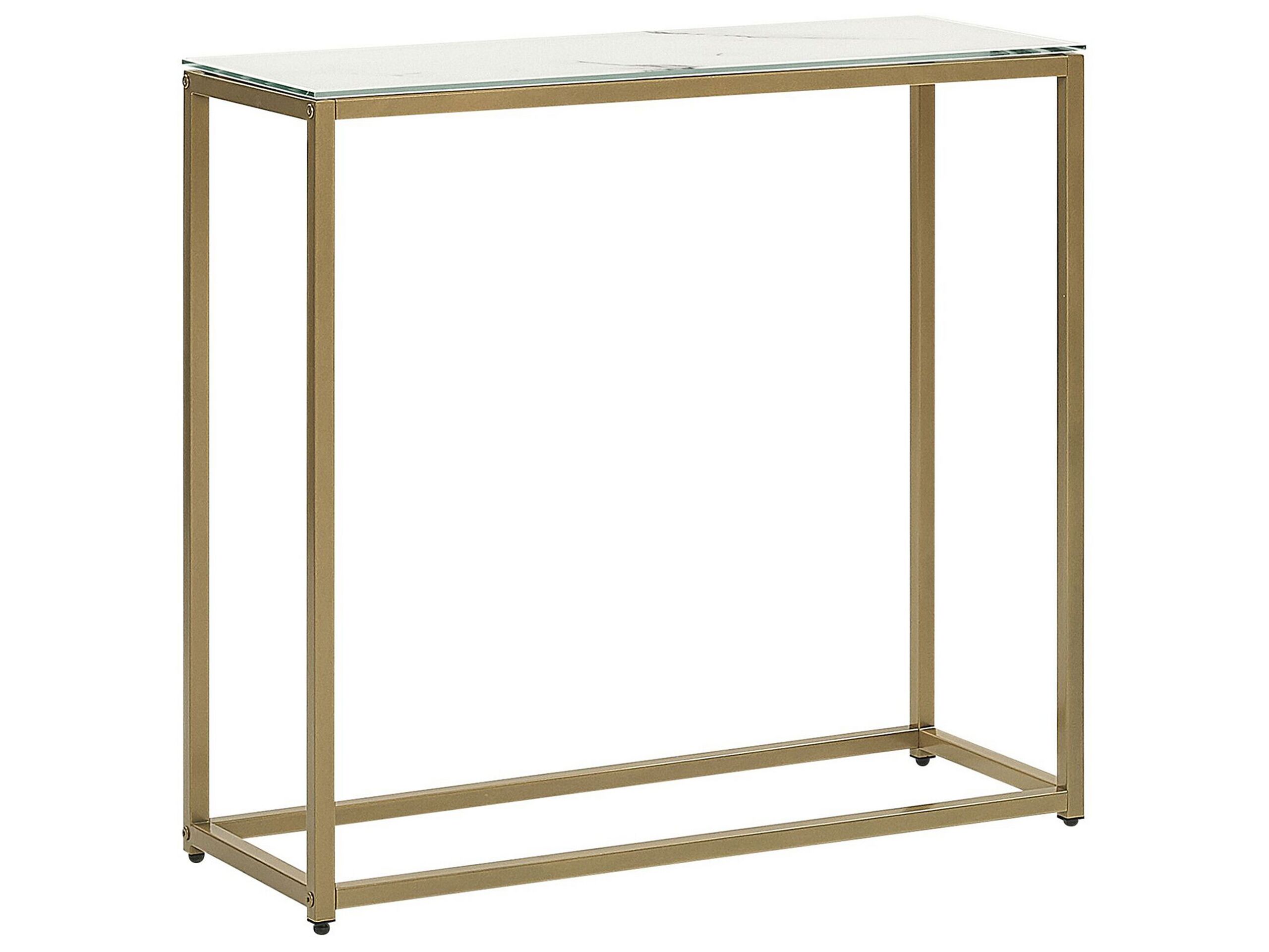 Console Table Marble Effect White with Gold DELANO - Gemini Interiors