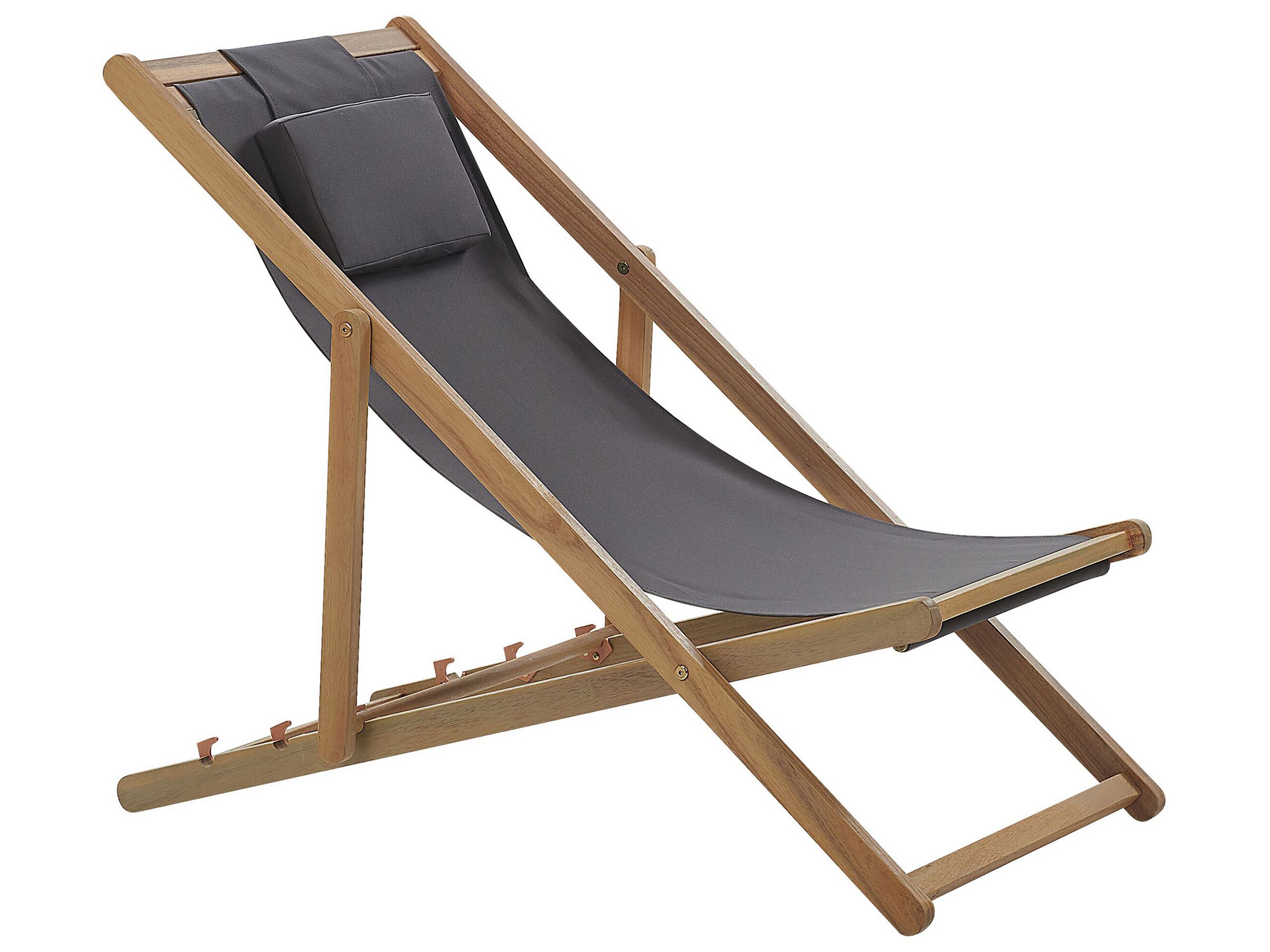 Acacia Folding Deck Chair Light Wood with Grey AVELLINO - Gemini Interiors