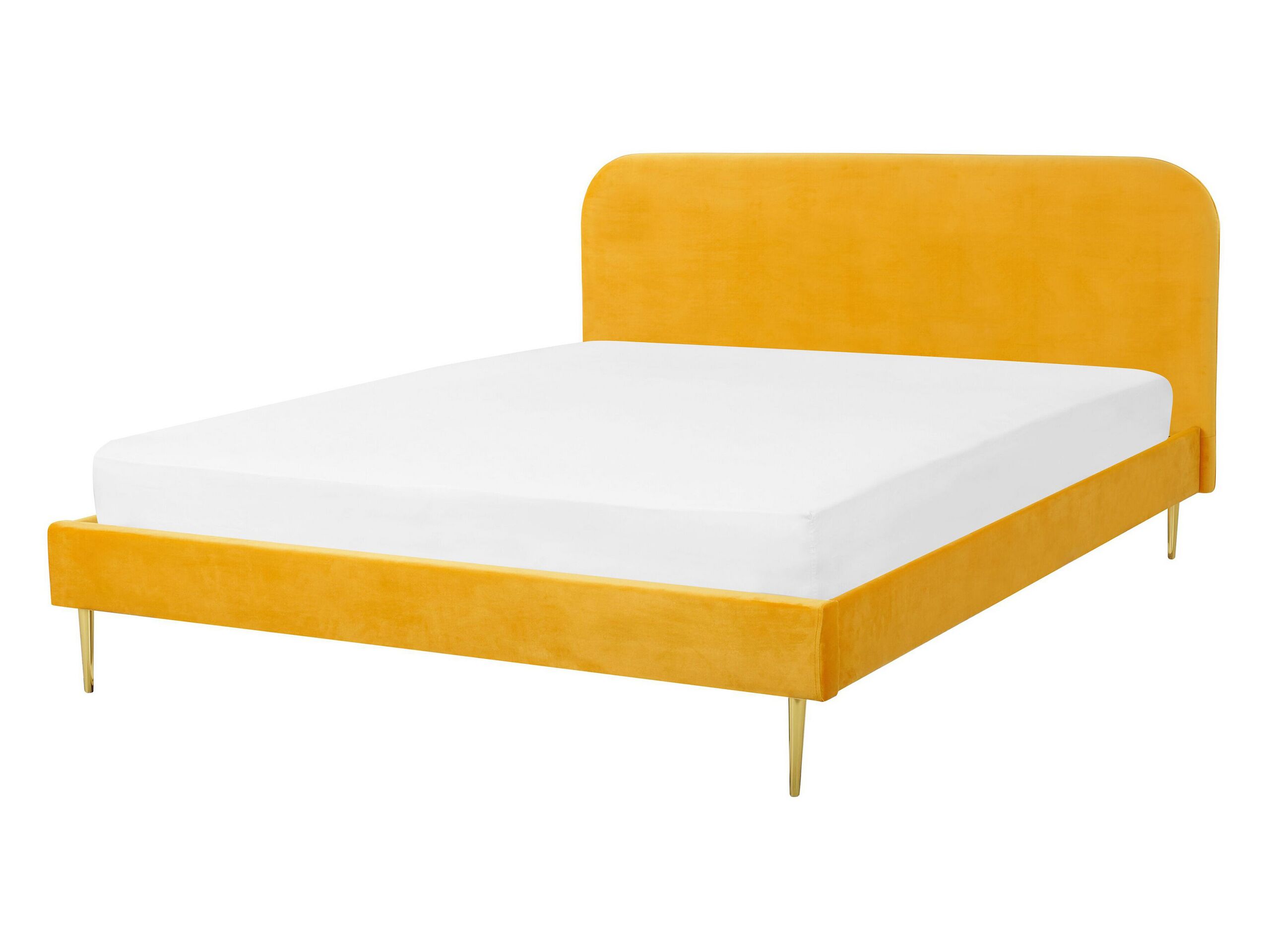 Velvet EU Double Size Bed Yellow FLAYAT - Gemini Interiors