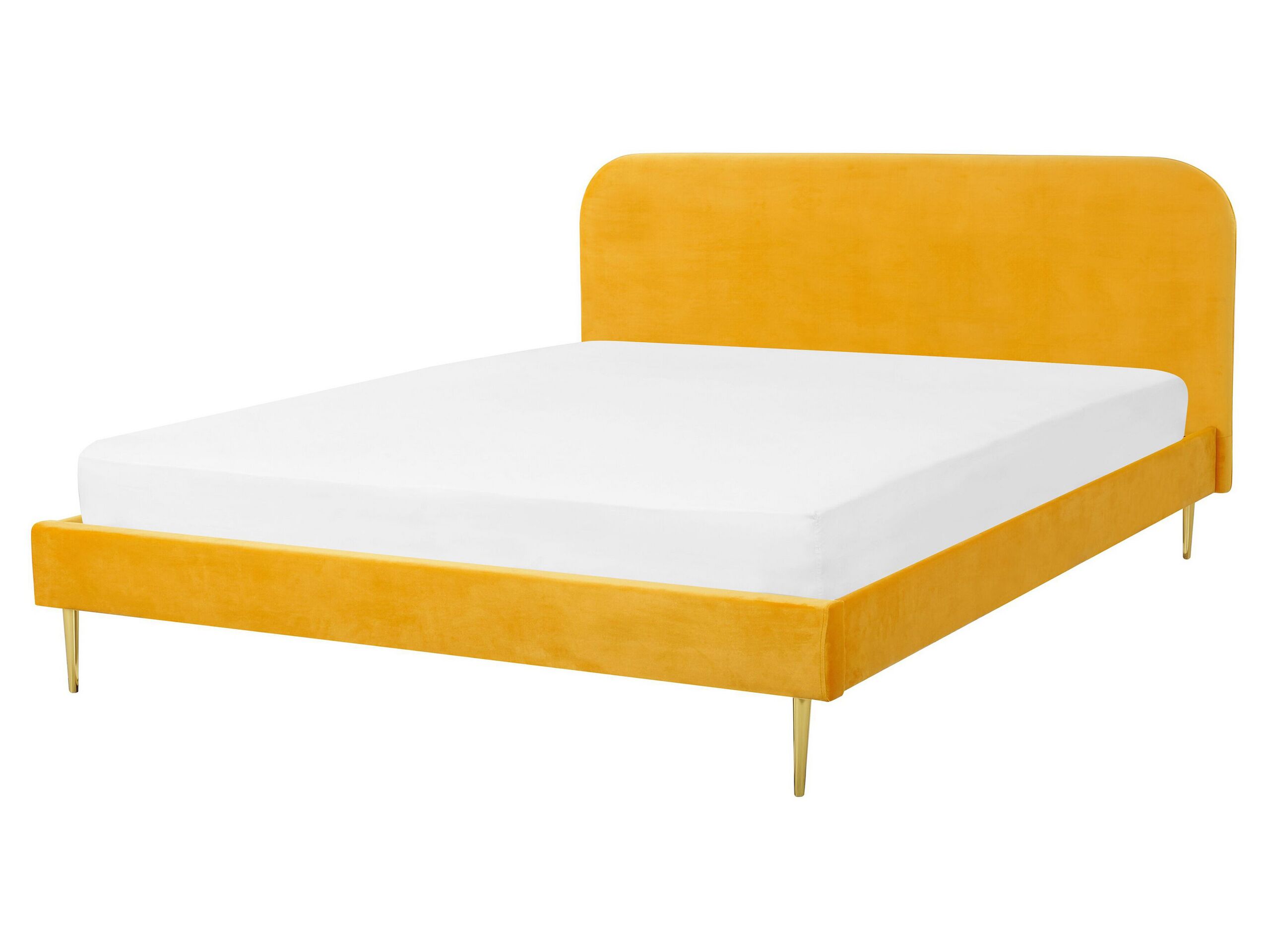 Velvet EU King Size Bed Yellow FLAYAT - Gemini Interiors