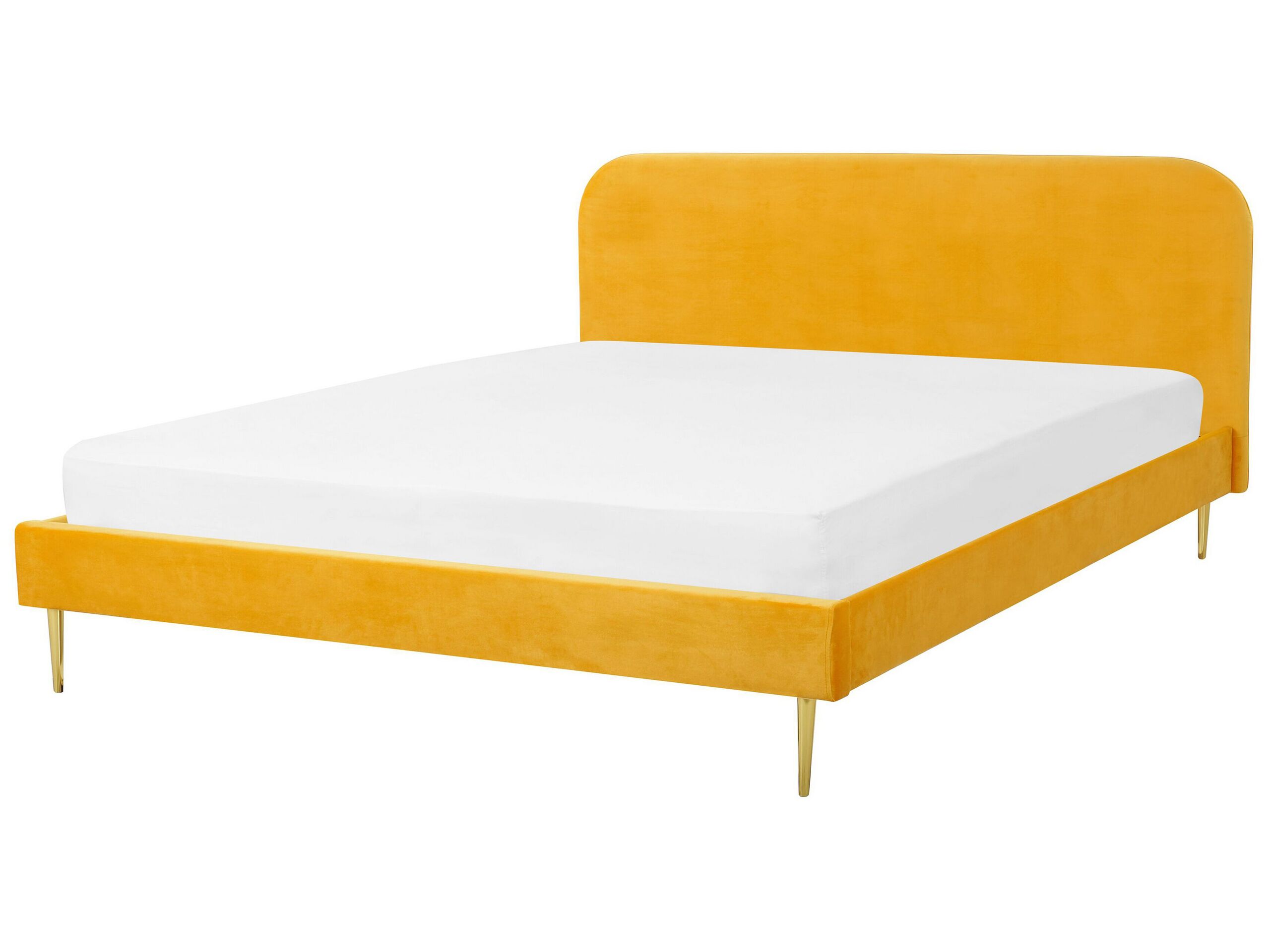 Velvet EU Super King Size Bed Yellow FLAYAT - Gemini Interiors