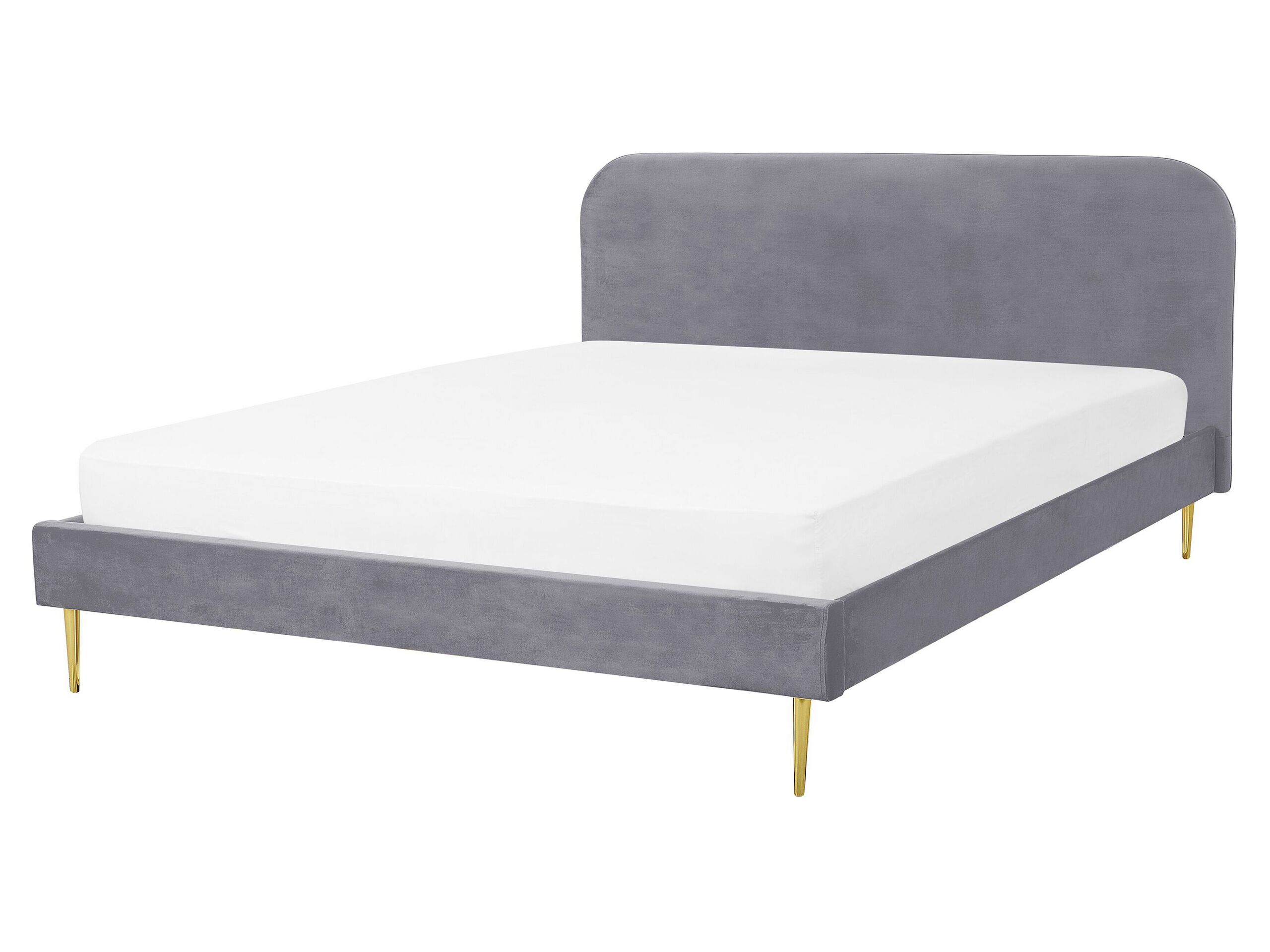 Velvet EU King Size Bed Grey FLAYAT - Gemini Interiors