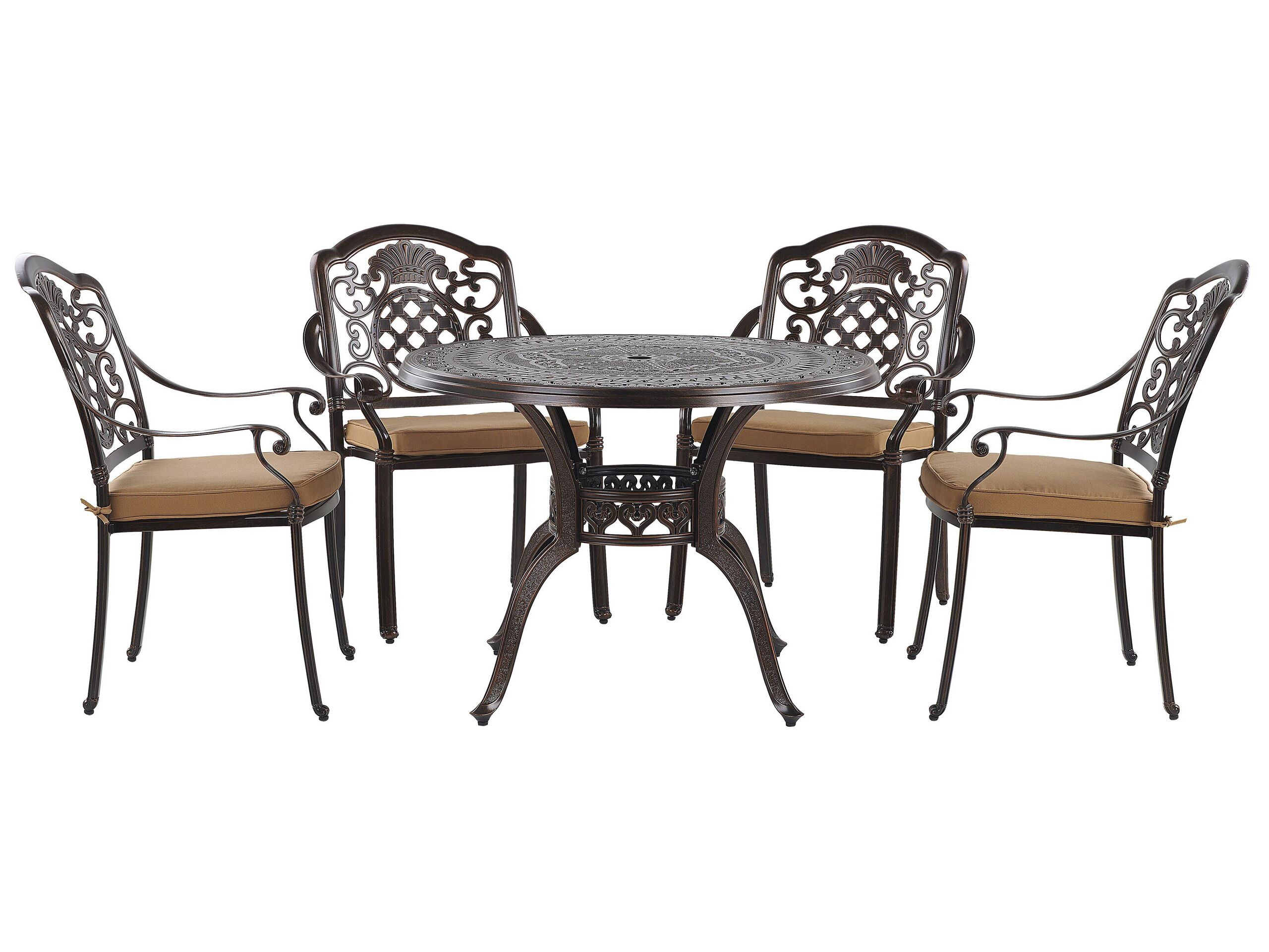 4 Seater Metal Garden Dining Set Brown SALENTO - Gemini Interiors