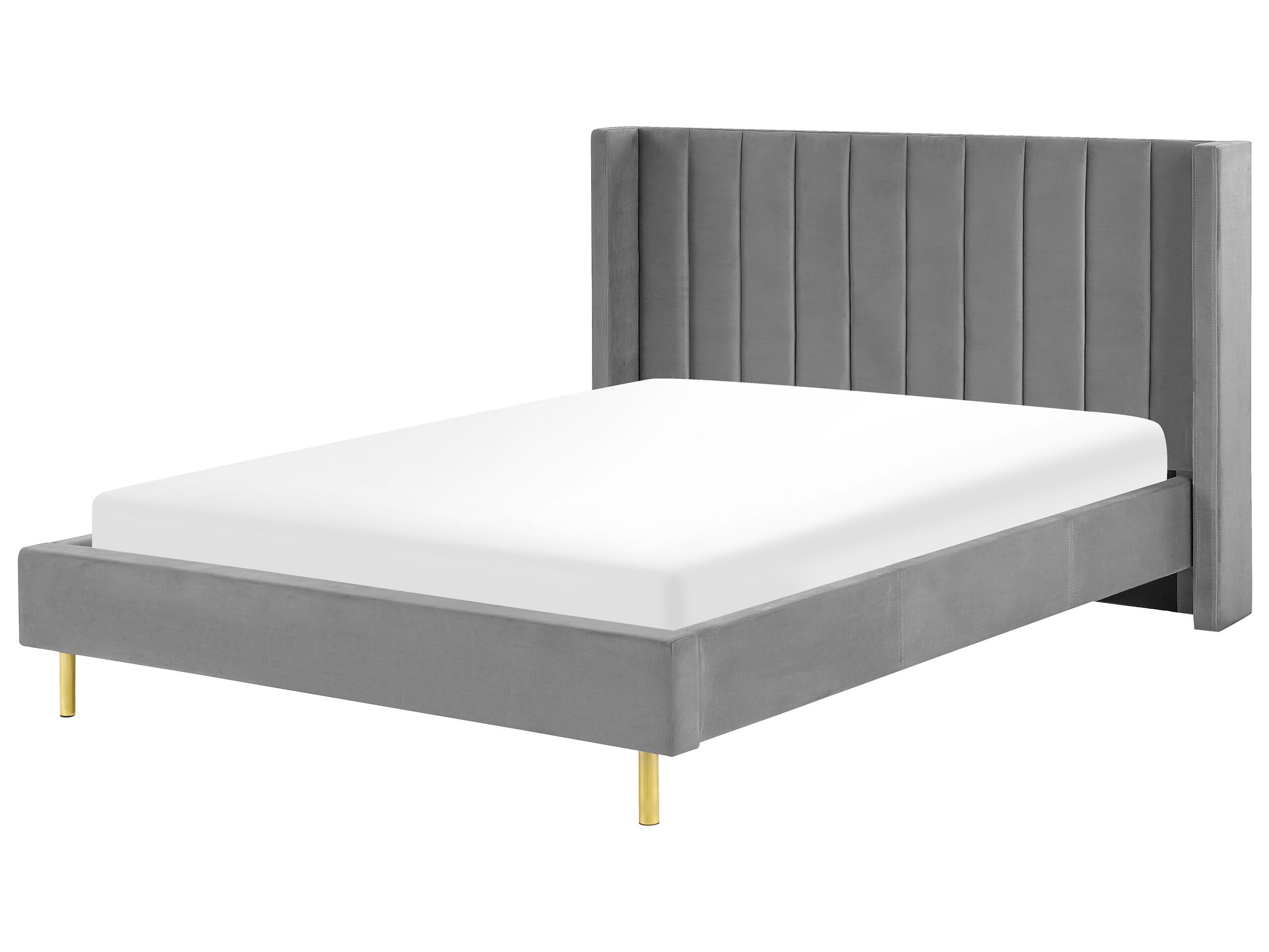Velvet EU King Size Bed Grey VILLETTE - Gemini Interiors