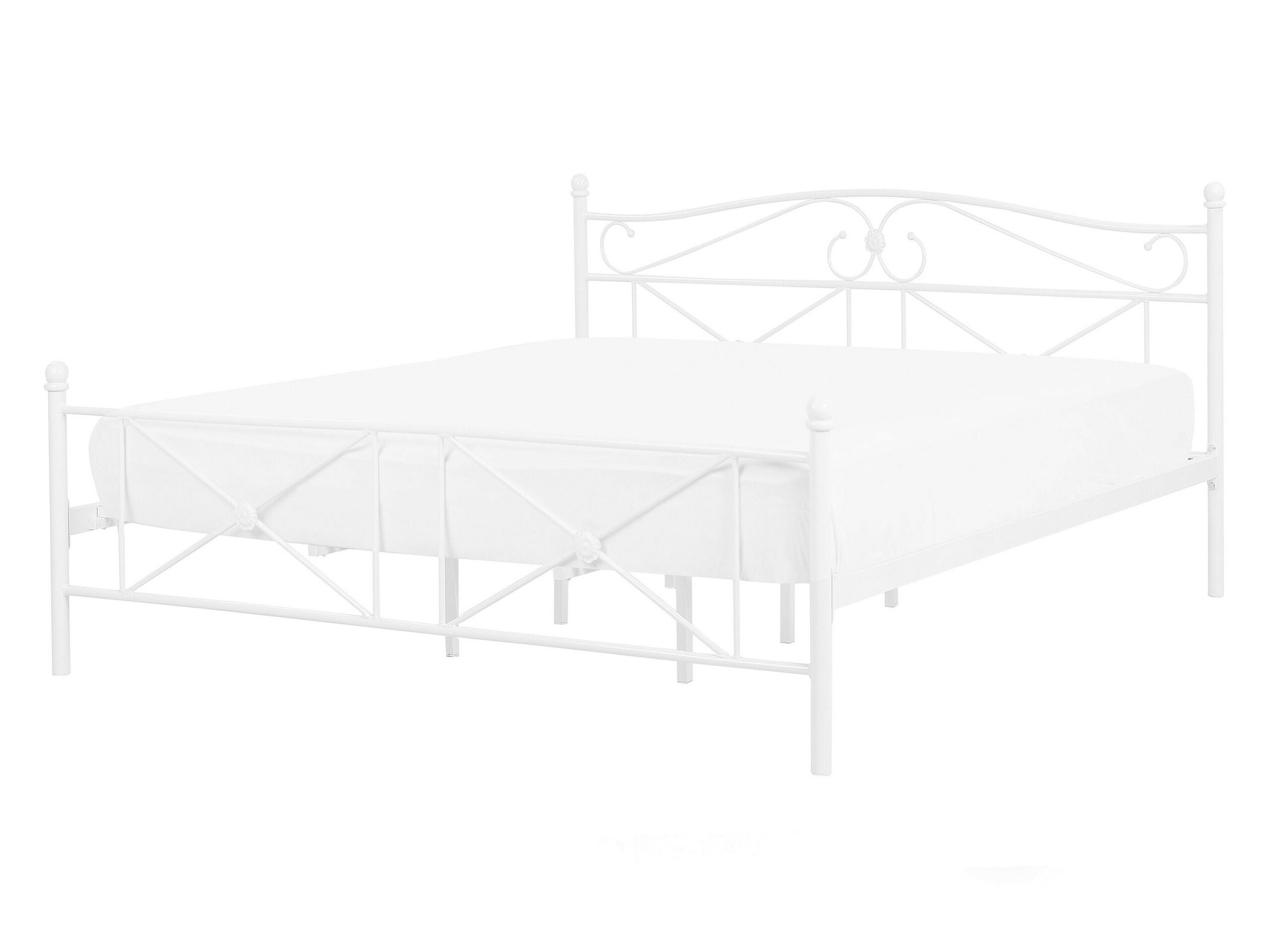 Metal EU Double Size Bed White RODEZ - Gemini Interiors