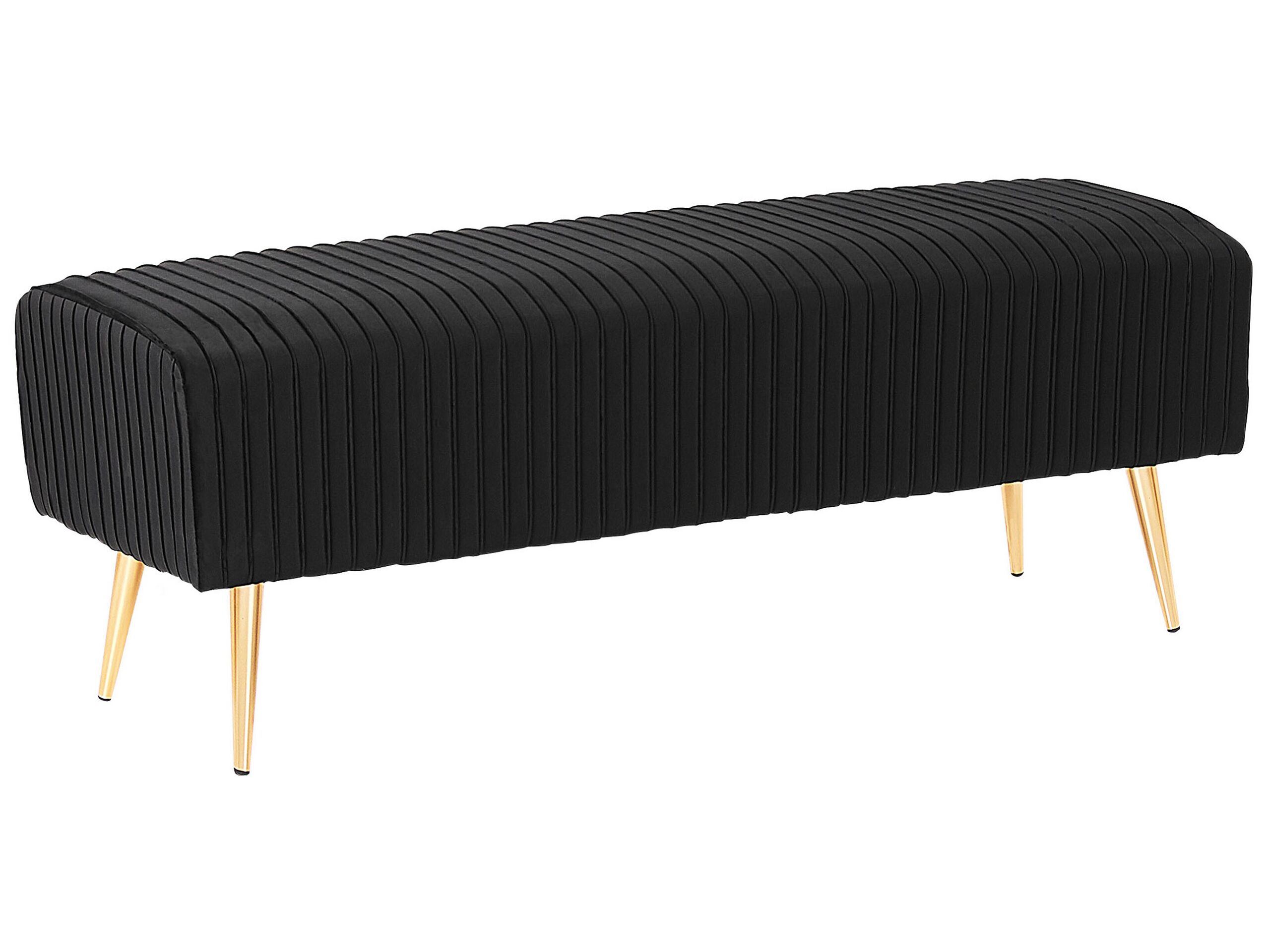 Velvet Bedroom Bench Black PATERSON - Gemini Interiors