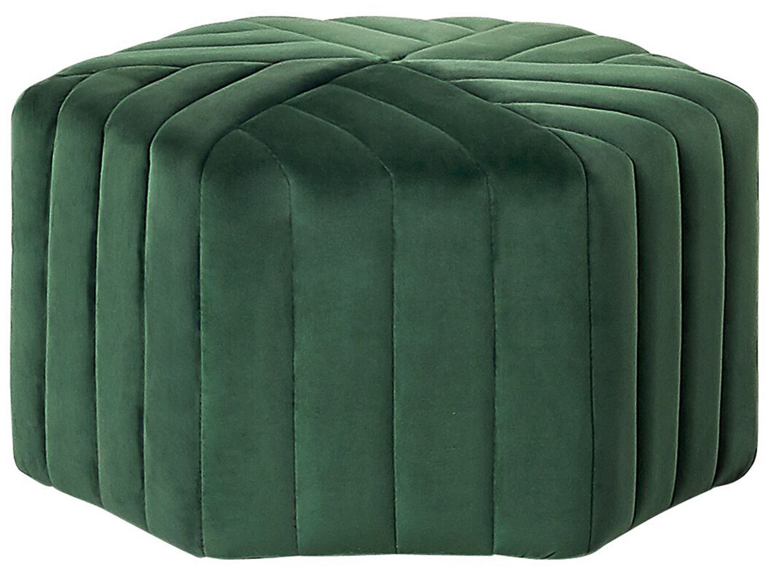 Velvet Pouffe Green MURIETTA - Gemini Interiors
