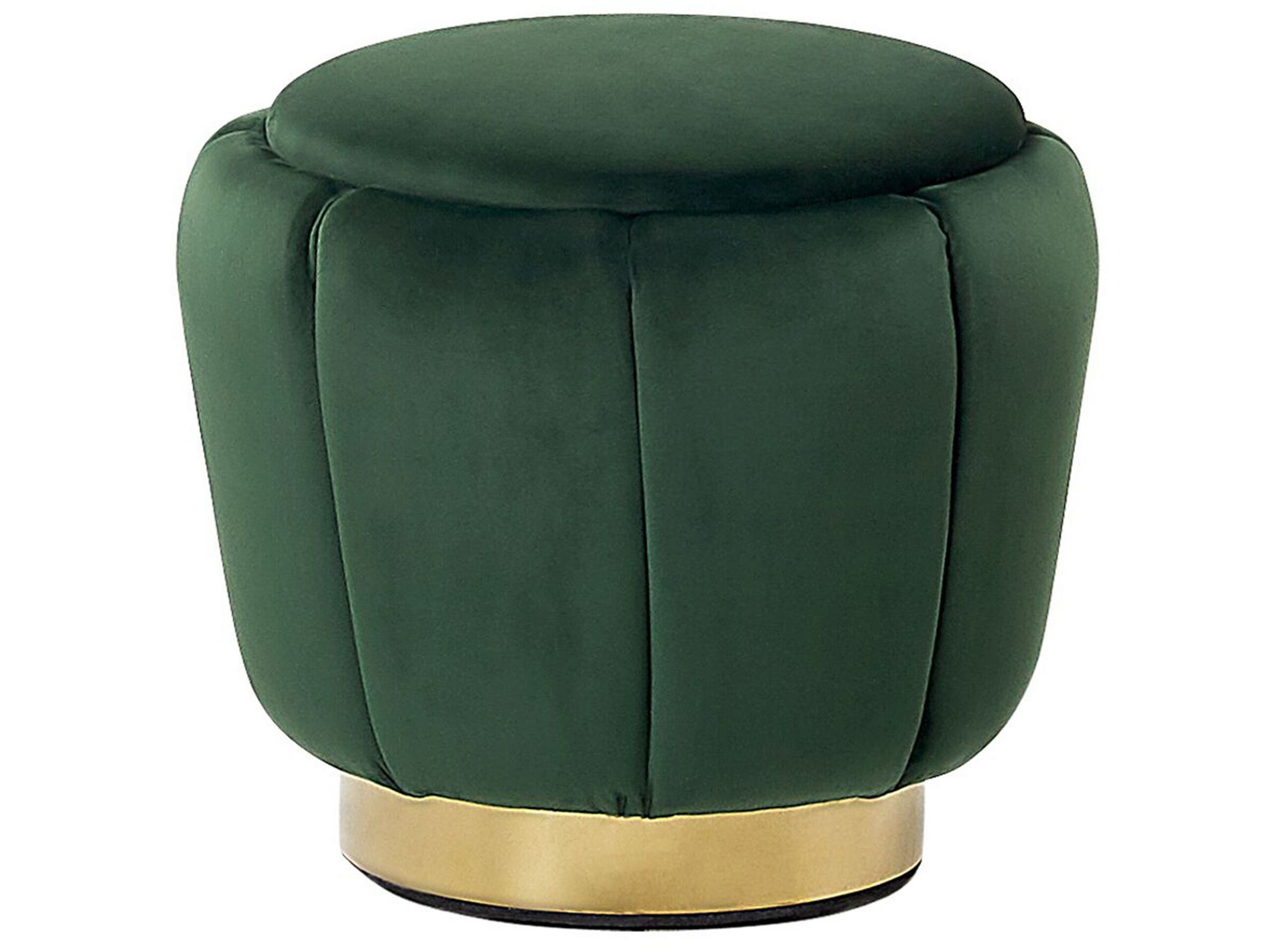 Velvet Pouffe Green IRVING - Gemini Interiors