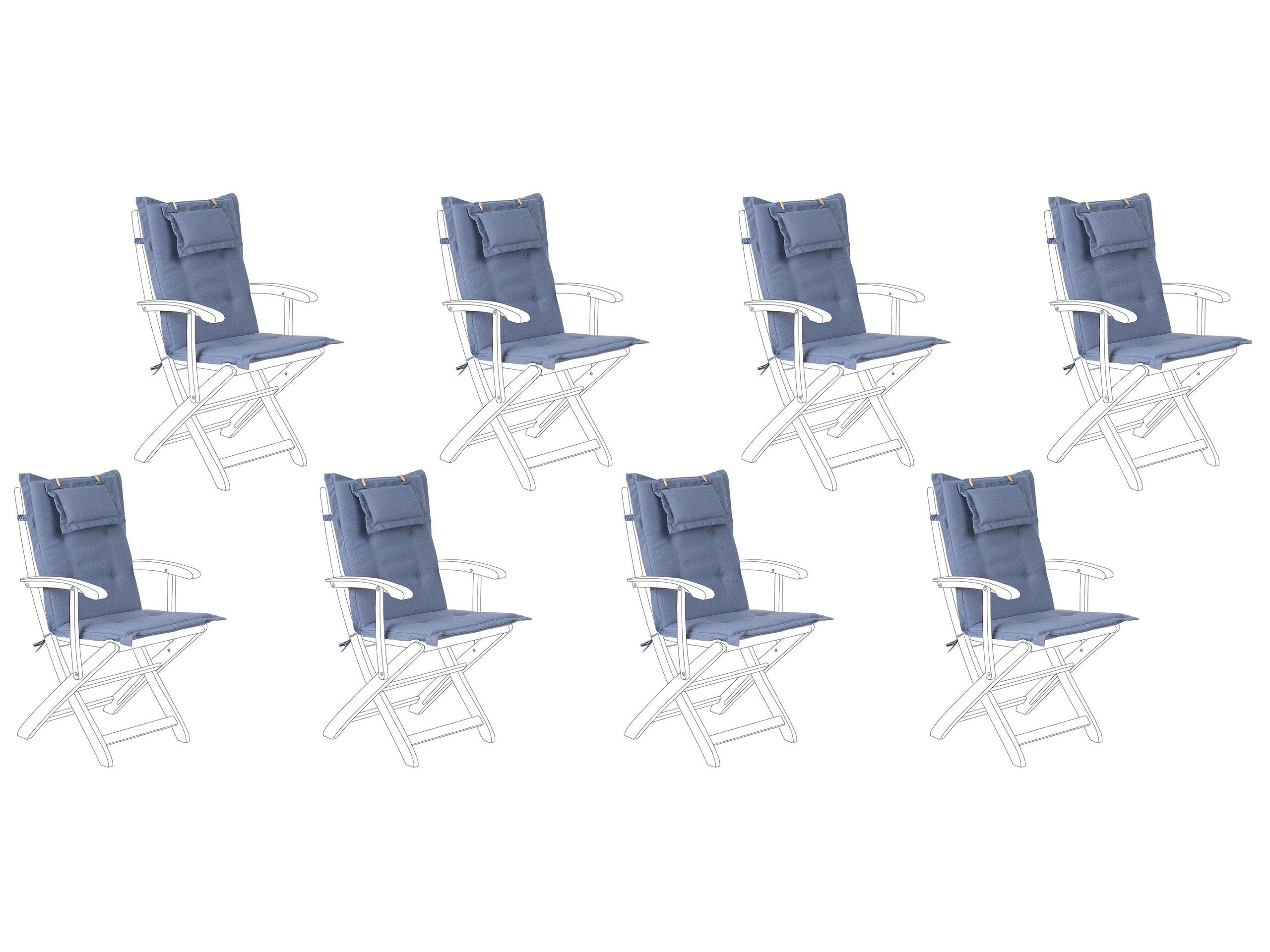 Set of 8 Outdoor Seat/Back Cushions Blue MAUI - Gemini Interiors