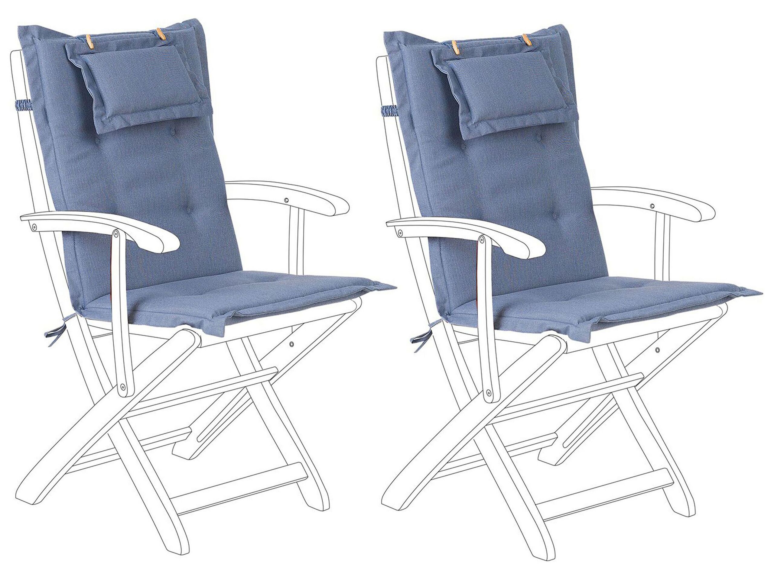 Set of 2 Outdoor Seat/Back Cushion Blue MAUI - Gemini Interiors