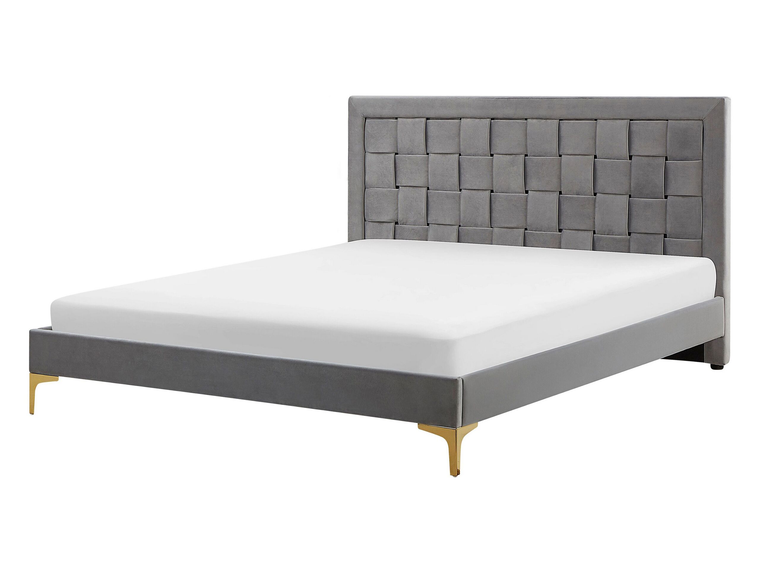 Velvet EU Double Bed Grey LIMOUX - Gemini Interiors