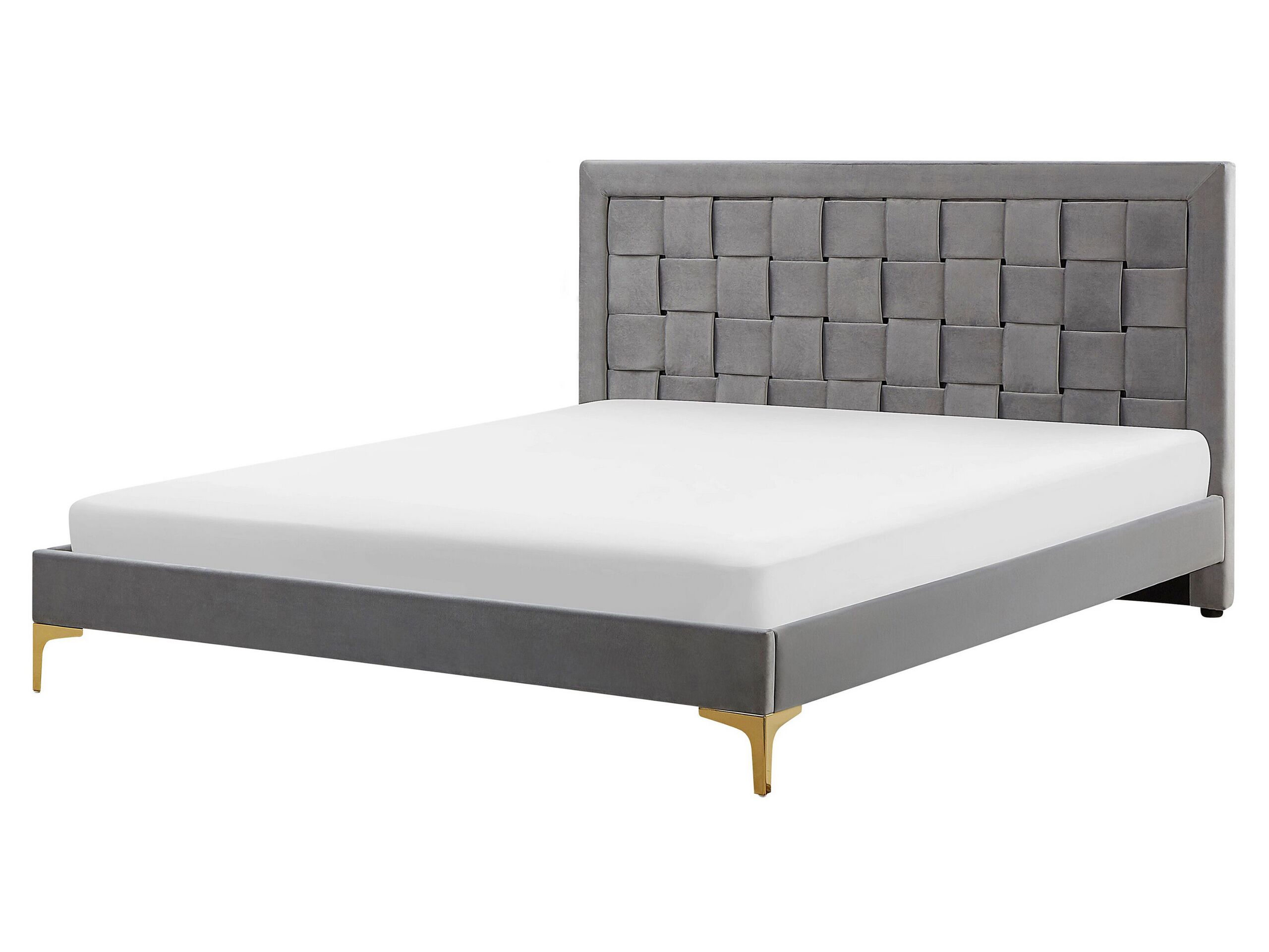 Velvet EU King Size Bed Grey LIMOUX - Gemini Interiors