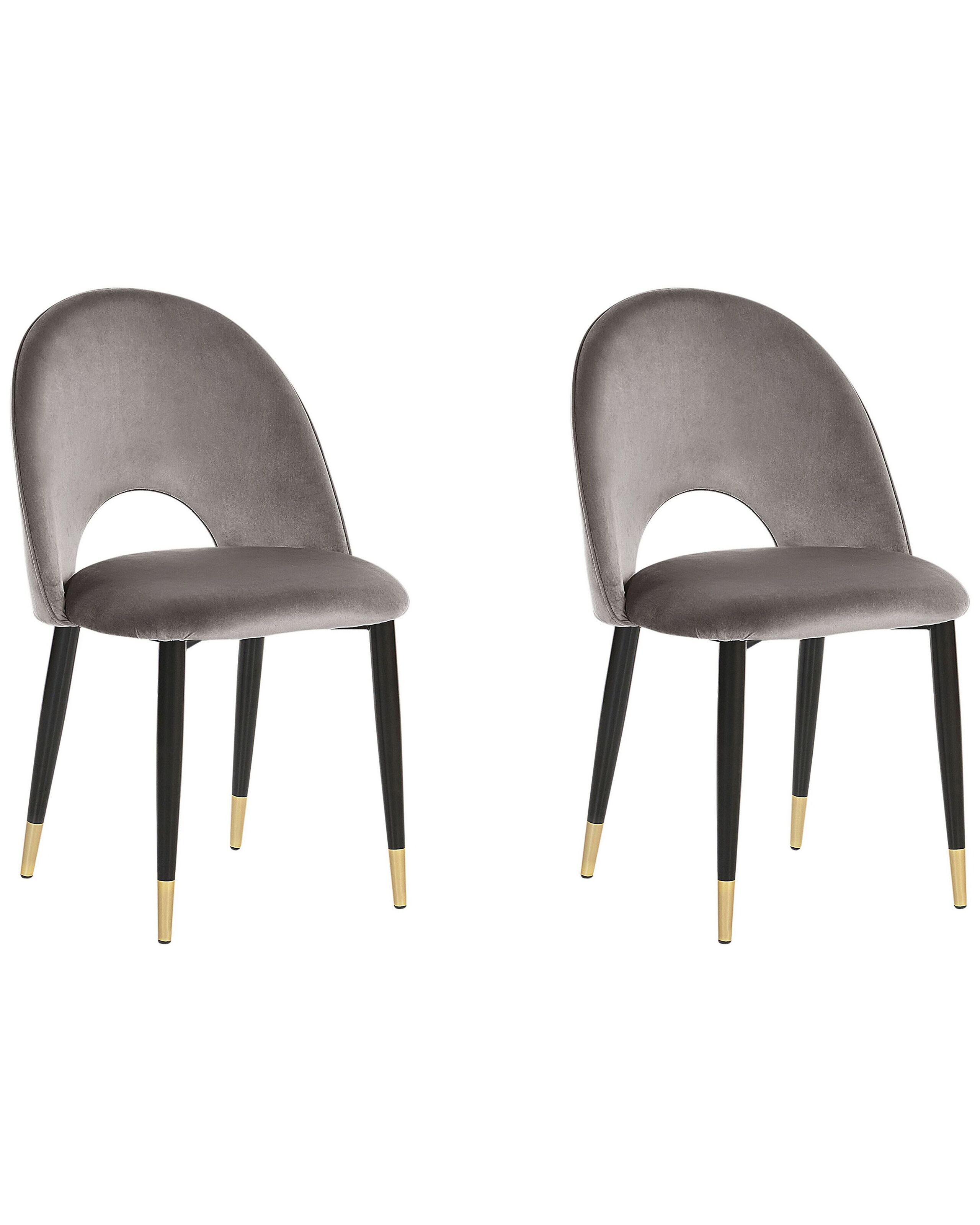 Set of 2 Velvet Dining Chairs Grey MAGALIA - Gemini Interiors