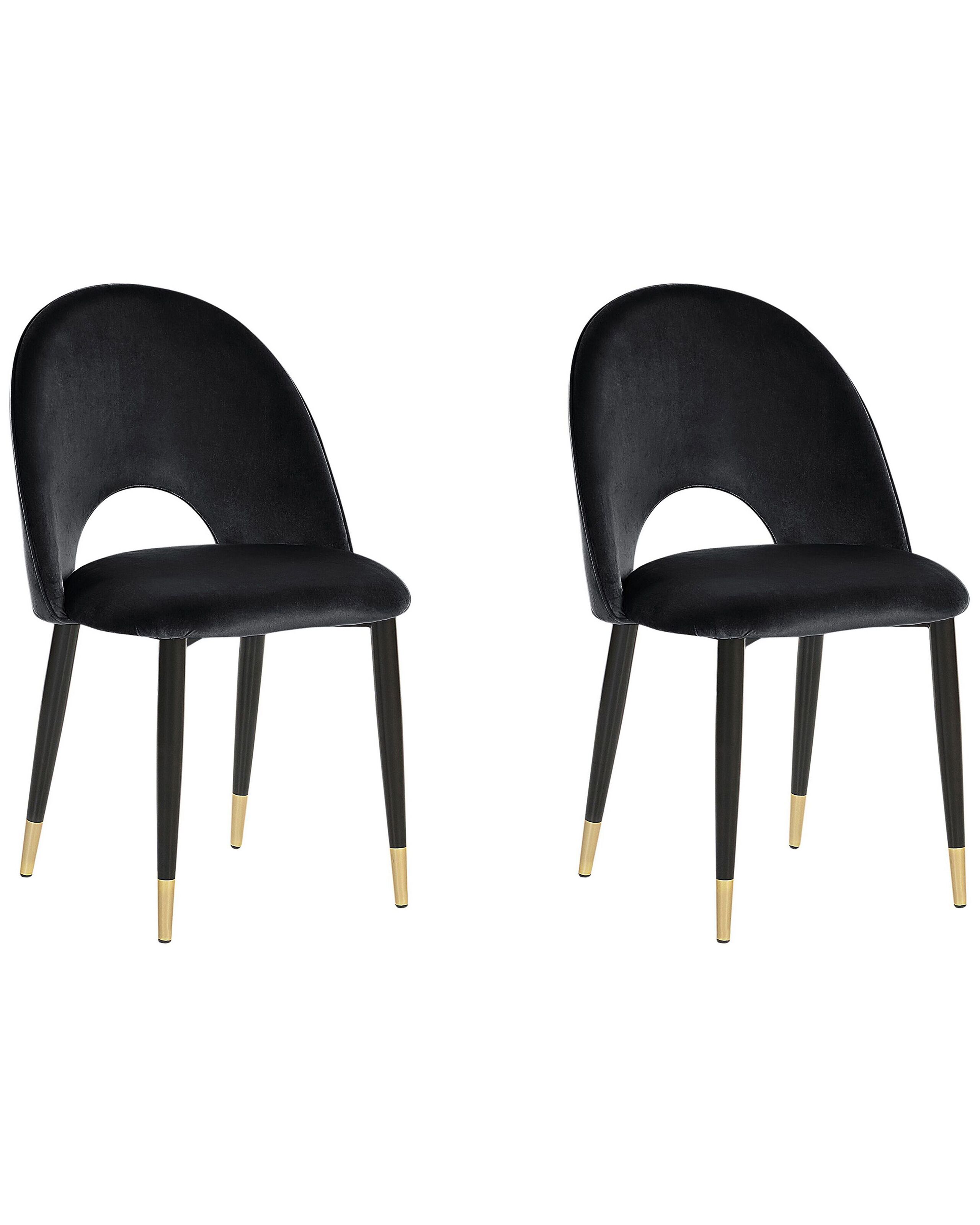Set of 2 Velvet Dining Chairs Black MAGALIA - Gemini Interiors